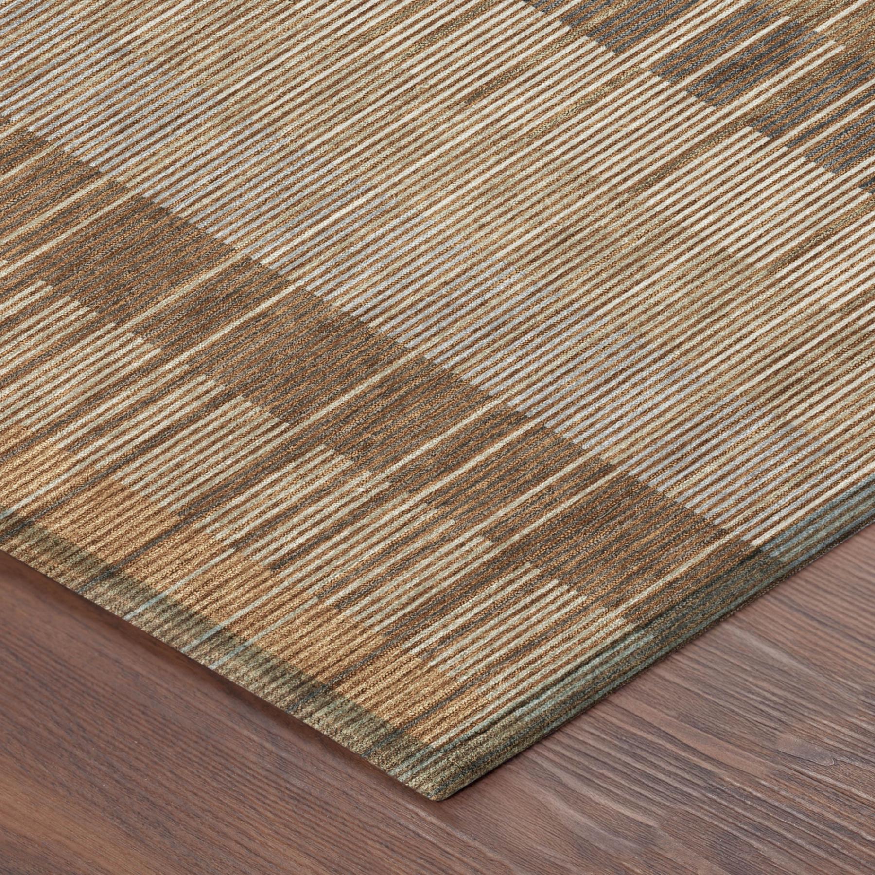 5' X 8' Orange And Brown Striped Washable Indoor Outdoor Area Rug Homeroots Outdoor