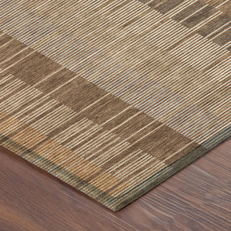 5' X 8' Orange And Brown Striped Washable Indoor Outdoor Area Rug Homeroots Outdoor