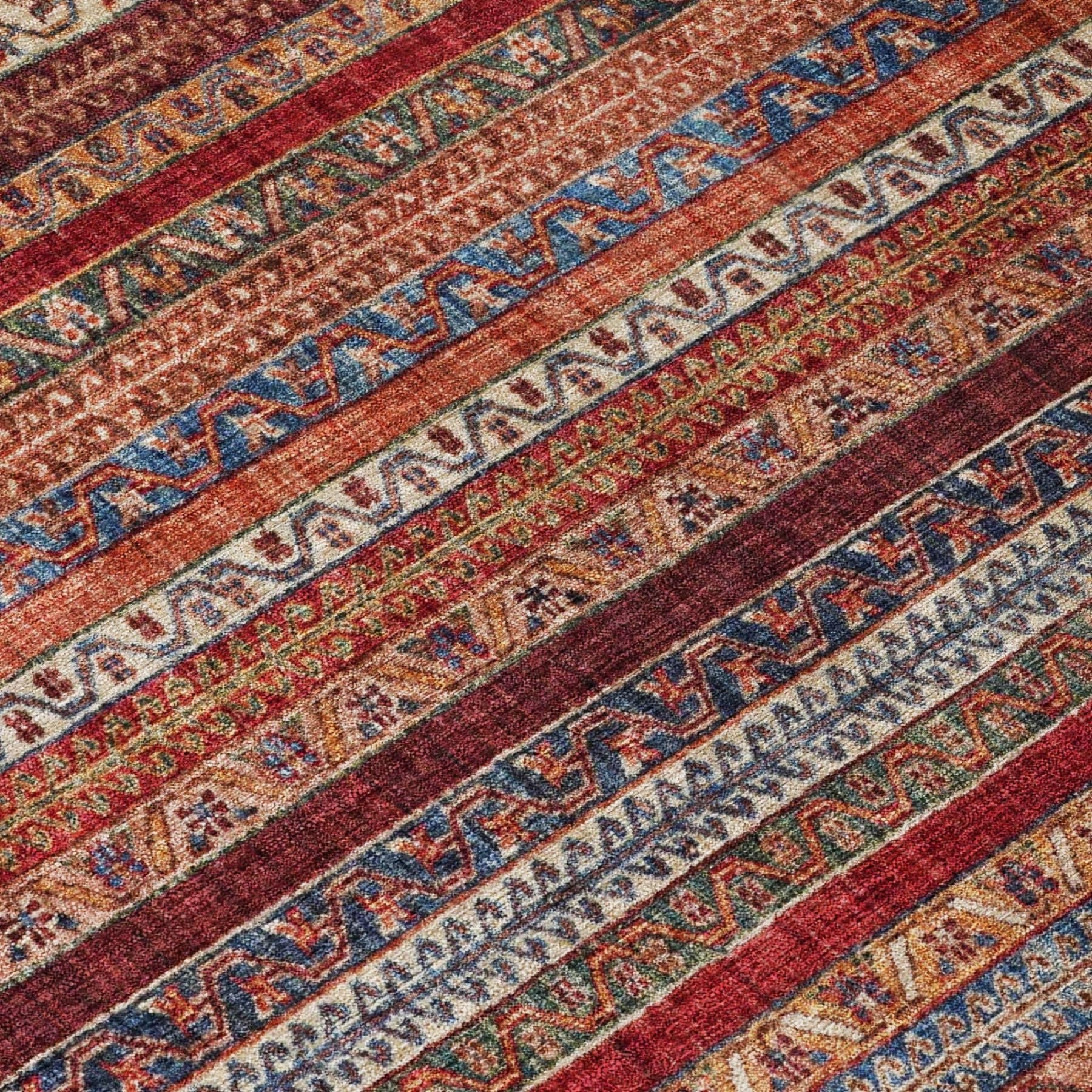 5' X 8' Orange And Burgundy Striped Washable Indoor Outdoor Area Rug Homeroots Outdoor