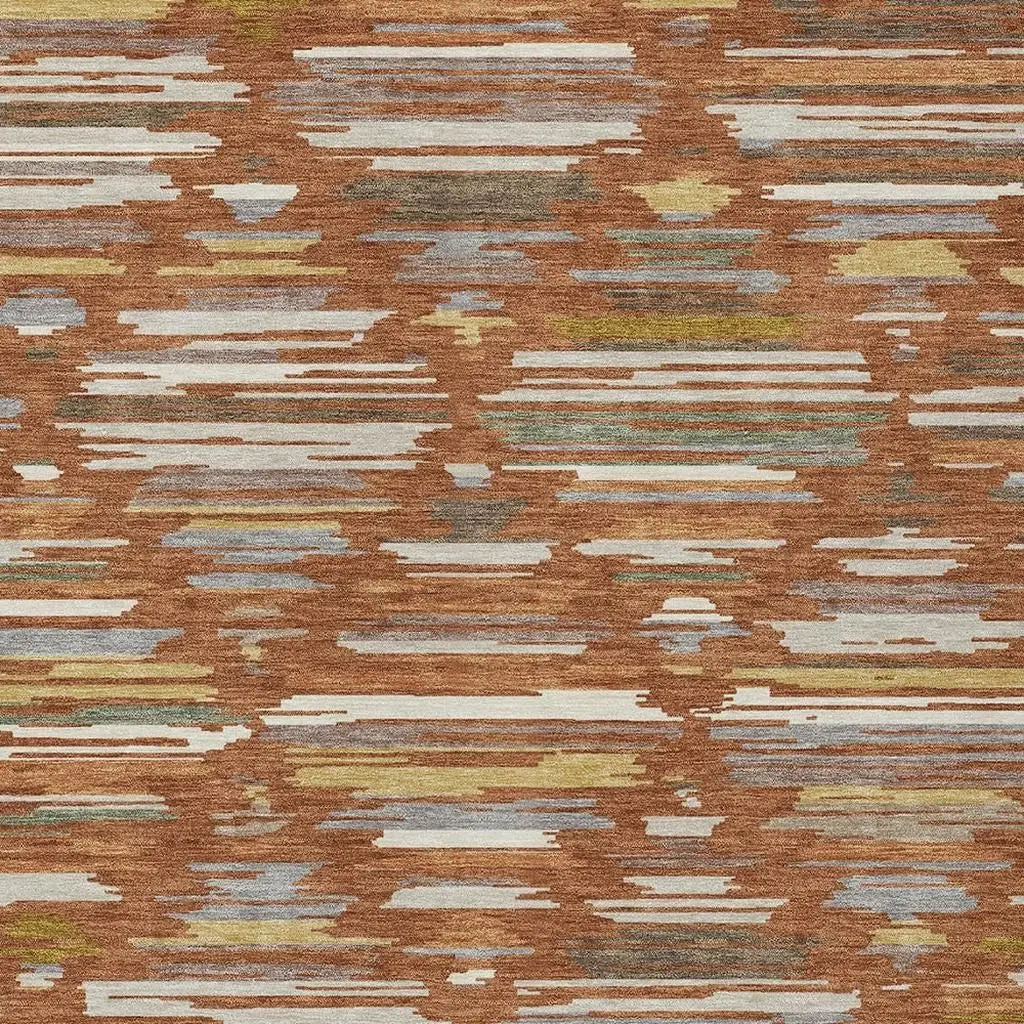 5' X 8' Orange And Charcoal Southwestern Washable Indoor Outdoor Area Rug Homeroots Outdoor