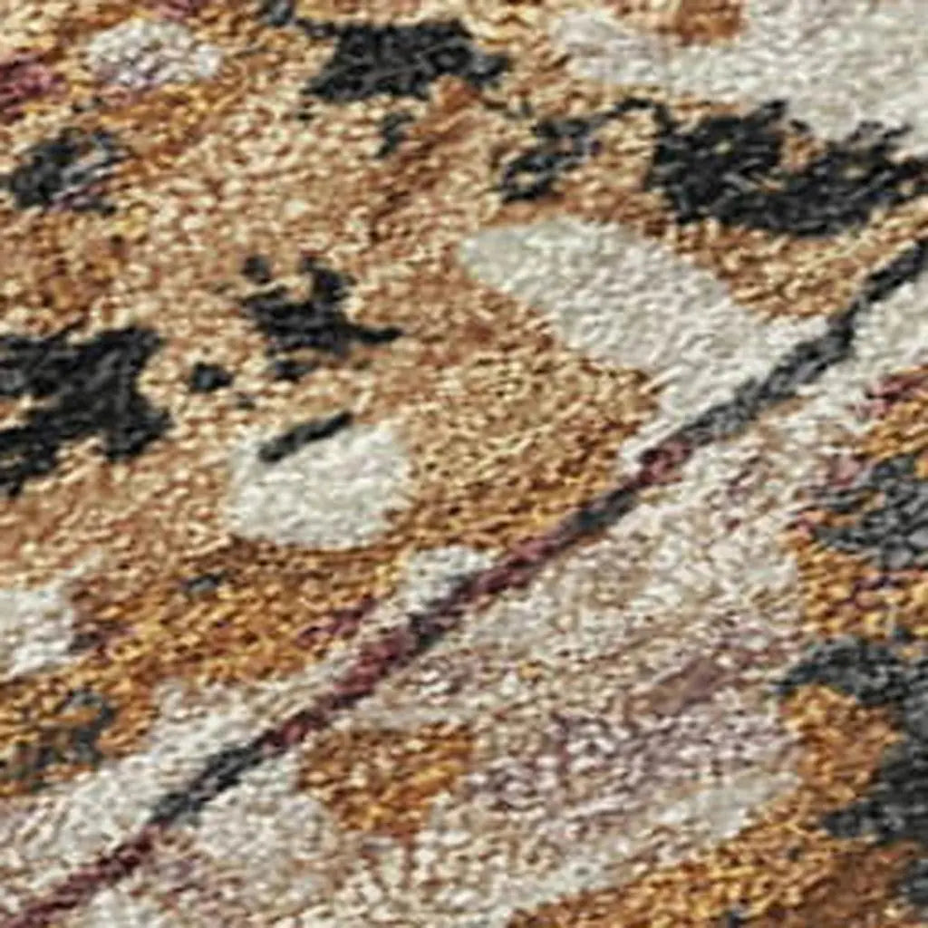 5' X 8' Orange And Copper Abstract Washable Indoor Outdoor Area Rug Homeroots Outdoor