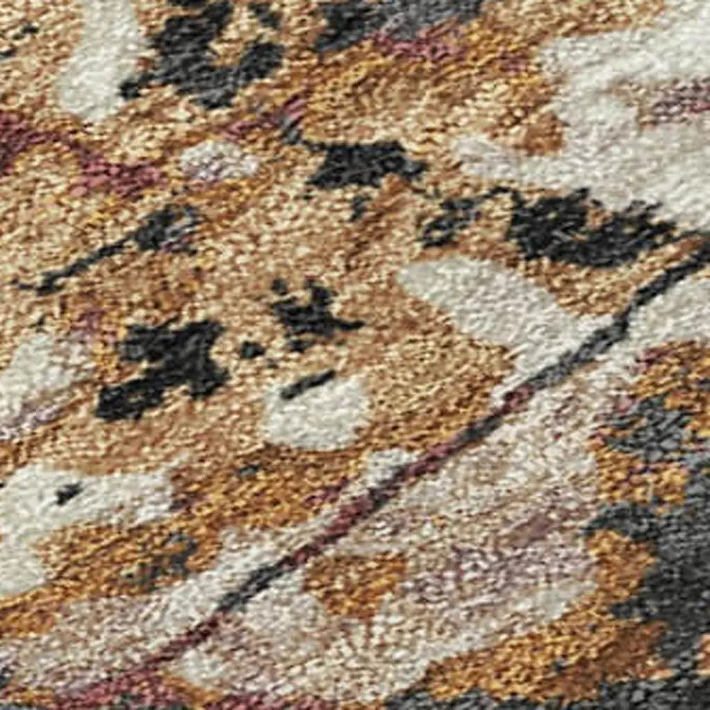 5' X 8' Orange And Copper Abstract Washable Indoor Outdoor Area Rug Homeroots Outdoor