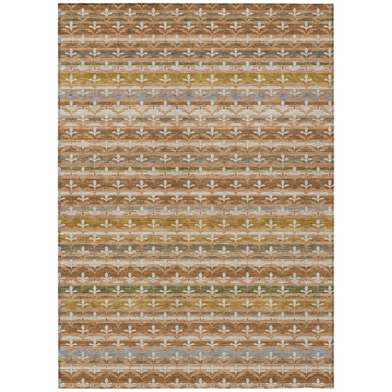 5' X 8' Orange And Copper Damask Washable Indoor Outdoor Area Rug Homeroots Outdoor