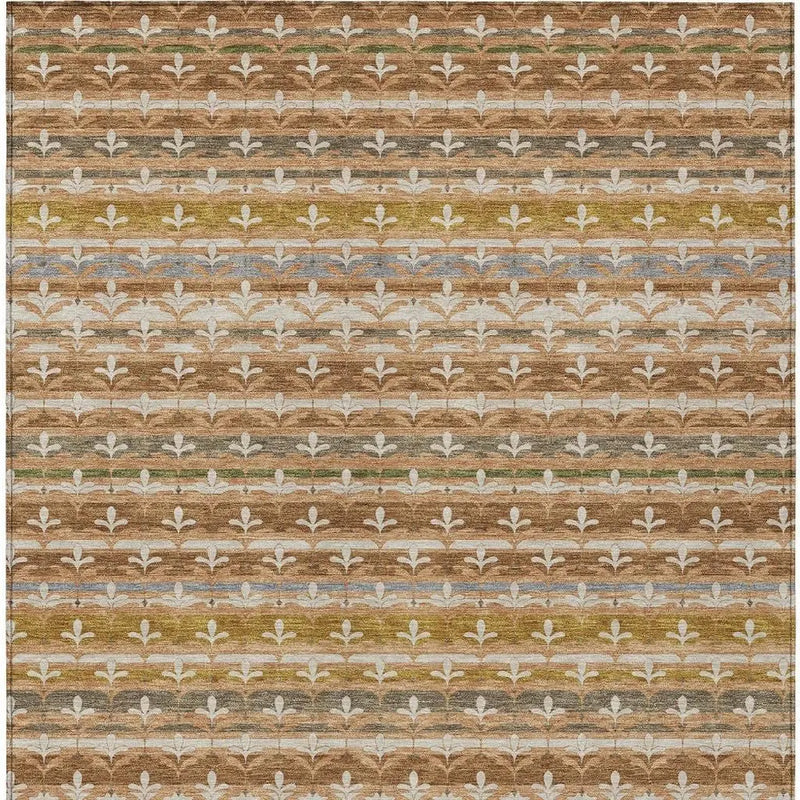 5' X 8' Orange And Copper Damask Washable Indoor Outdoor Area Rug Homeroots Outdoor