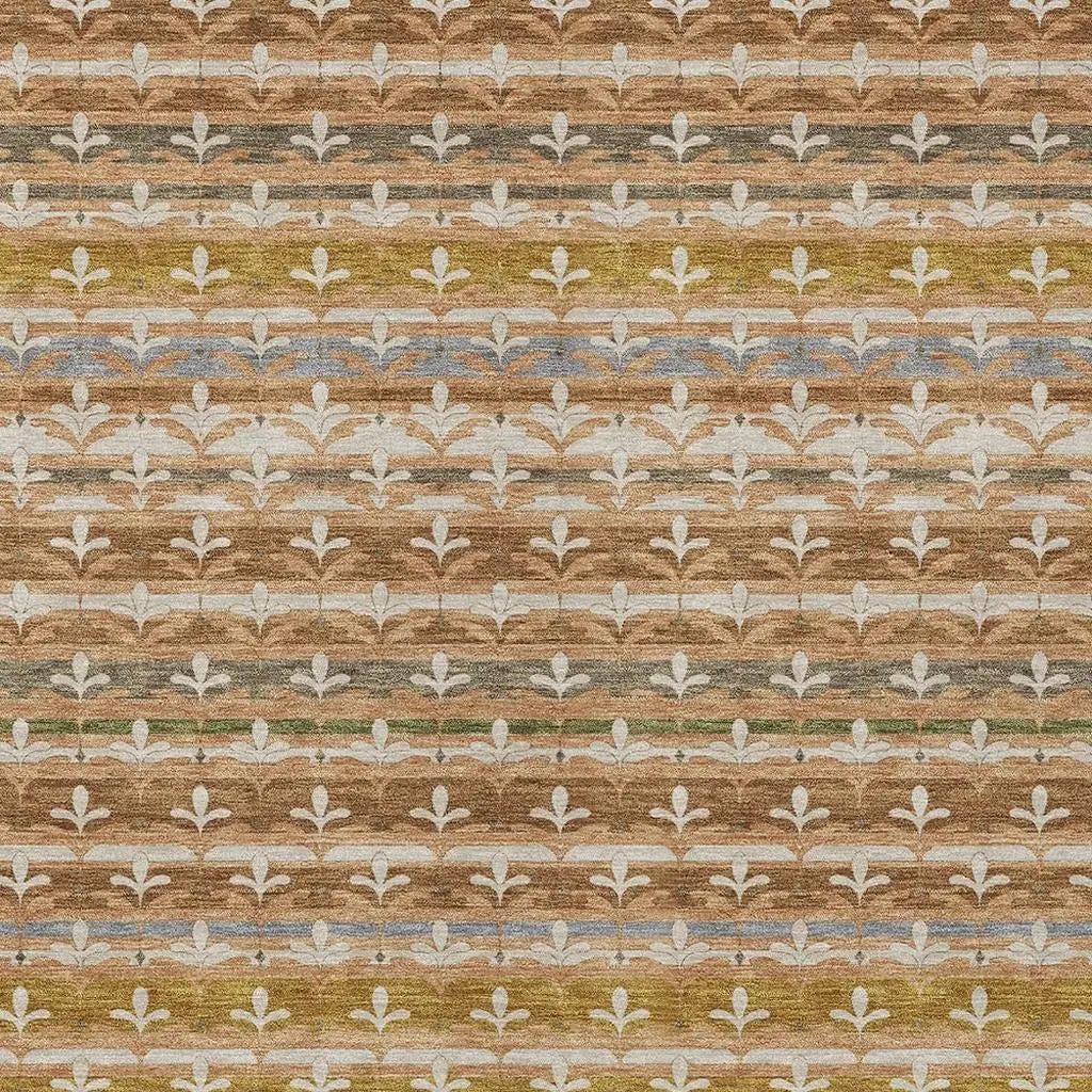 5' X 8' Orange And Copper Damask Washable Indoor Outdoor Area Rug Homeroots Outdoor