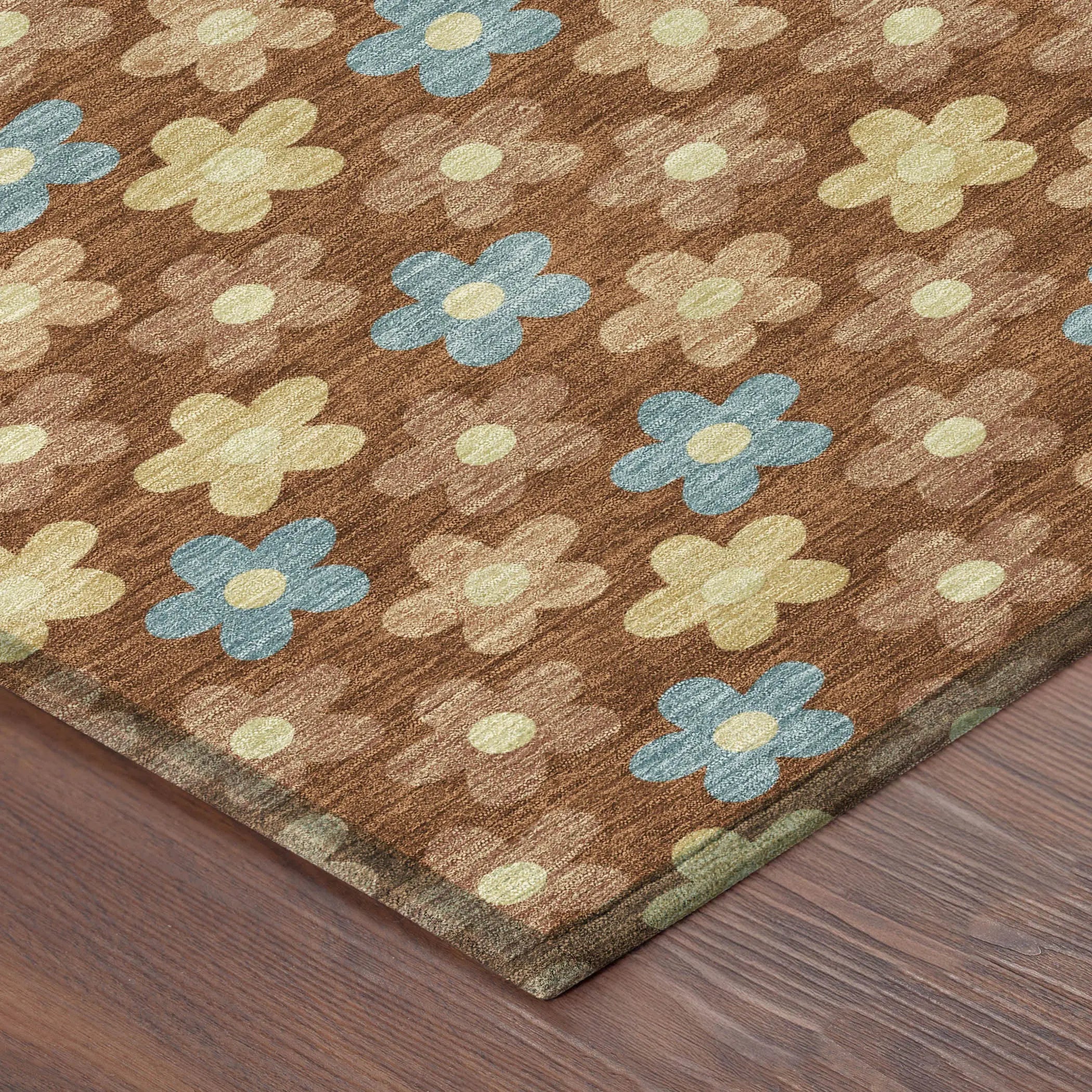 5' X 8' Orange And Copper Floral Washable Indoor Outdoor Area Rug Homeroots Outdoor