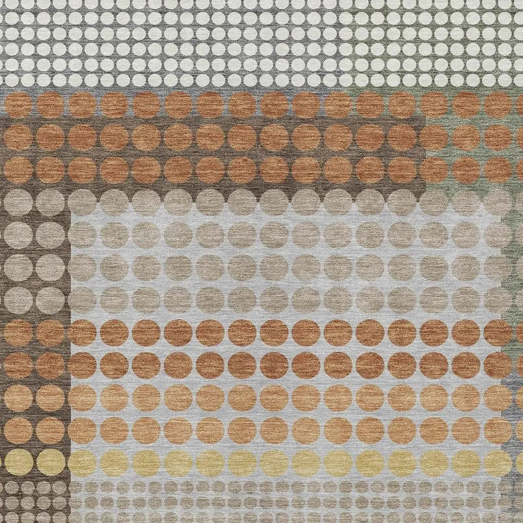 5' X 8' Orange And Copper Geometric Washable Indoor Outdoor Area Rug Homeroots Outdoor