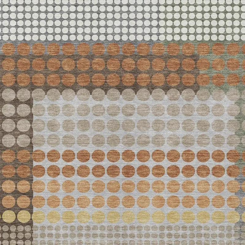 5' X 8' Orange And Copper Geometric Washable Indoor Outdoor Area Rug Homeroots Outdoor