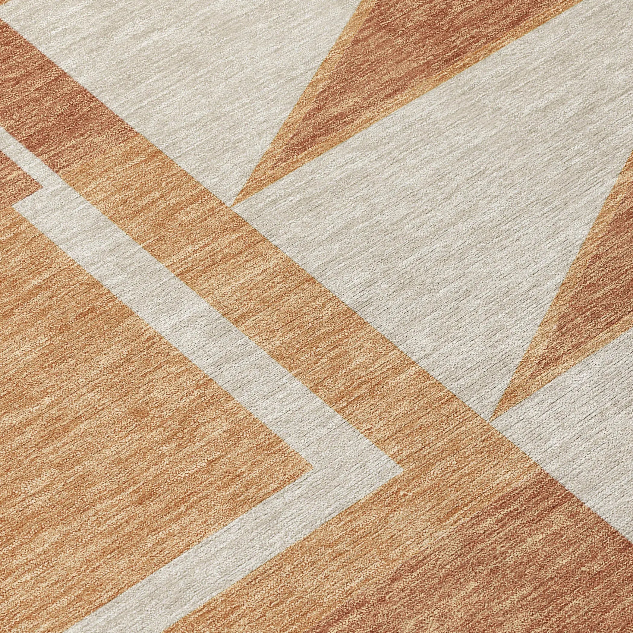 5' X 8' Orange And Copper Geometric Washable Indoor Outdoor Area Rug Homeroots Outdoor