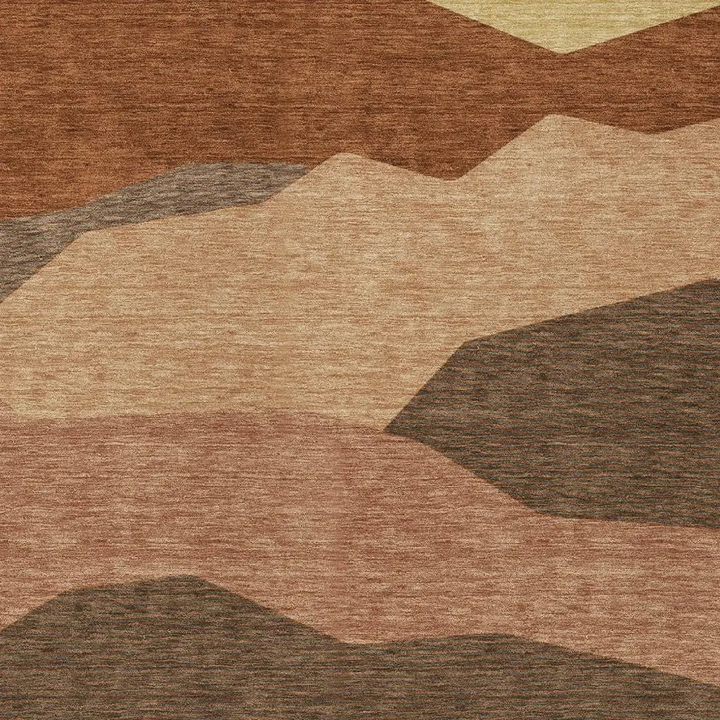 5' X 8' Orange And Copper Geometric Washable Indoor Outdoor Area Rug Homeroots Outdoor