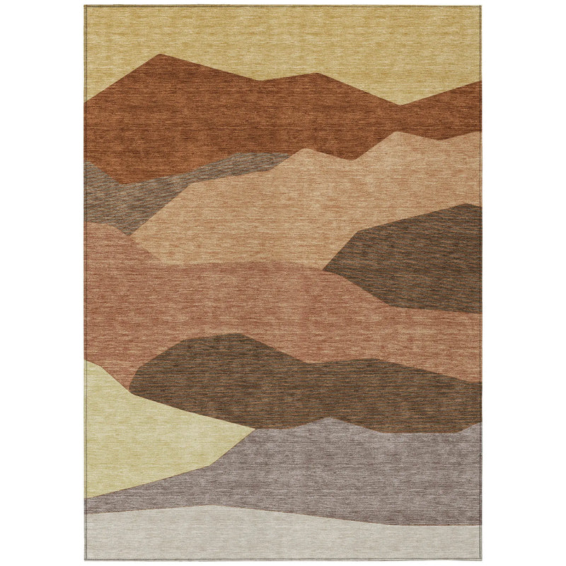 5' X 8' Orange And Copper Geometric Washable Indoor Outdoor Area Rug Homeroots Outdoor