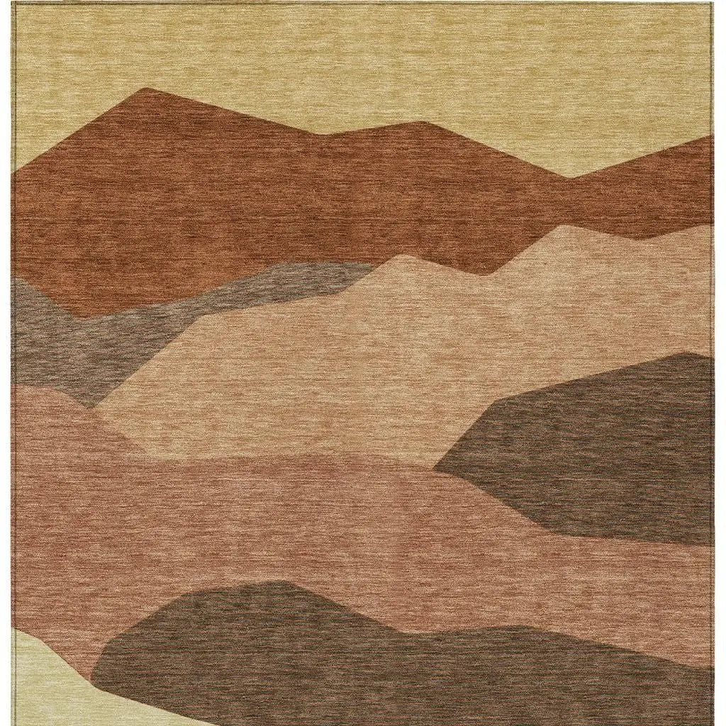 5' X 8' Orange And Copper Geometric Washable Indoor Outdoor Area Rug Homeroots Outdoor