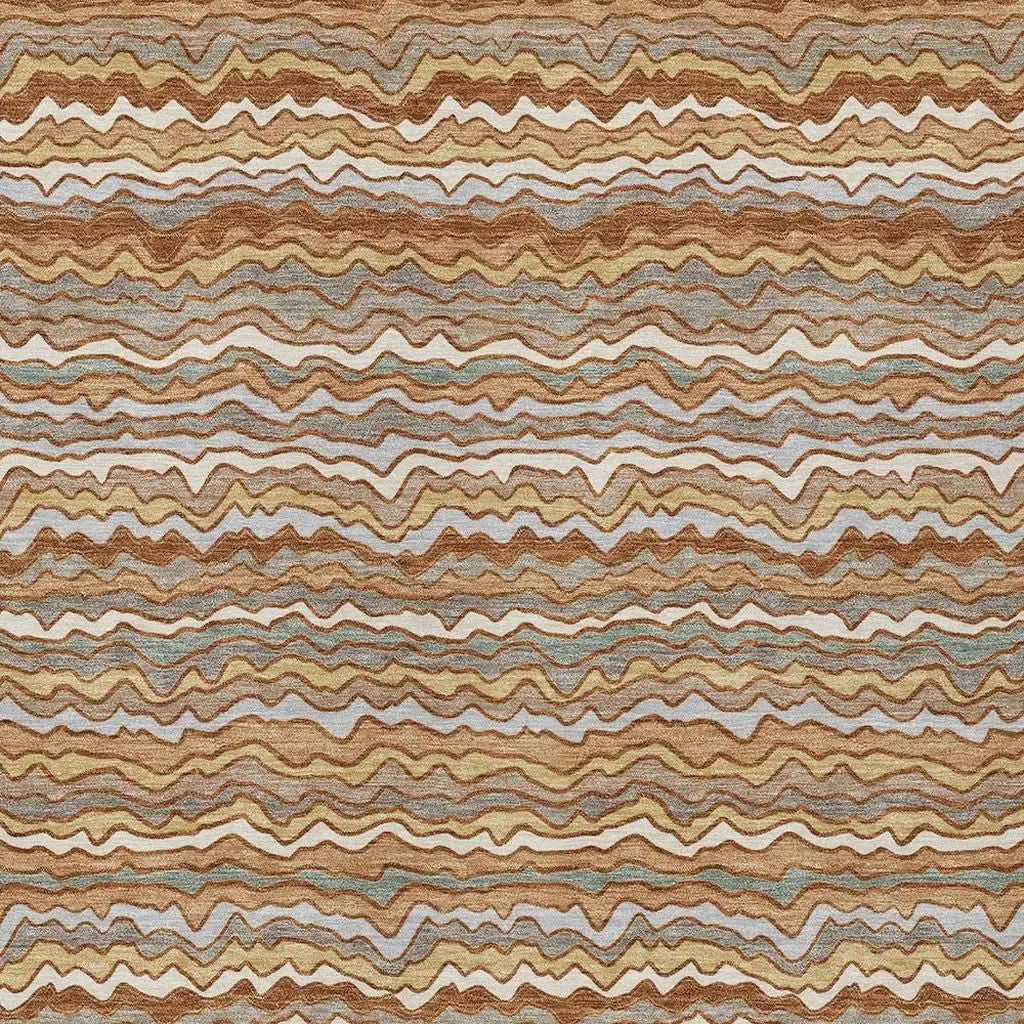5' X 8' Orange And Copper Striped Washable Indoor Outdoor Area Rug Homeroots Outdoor