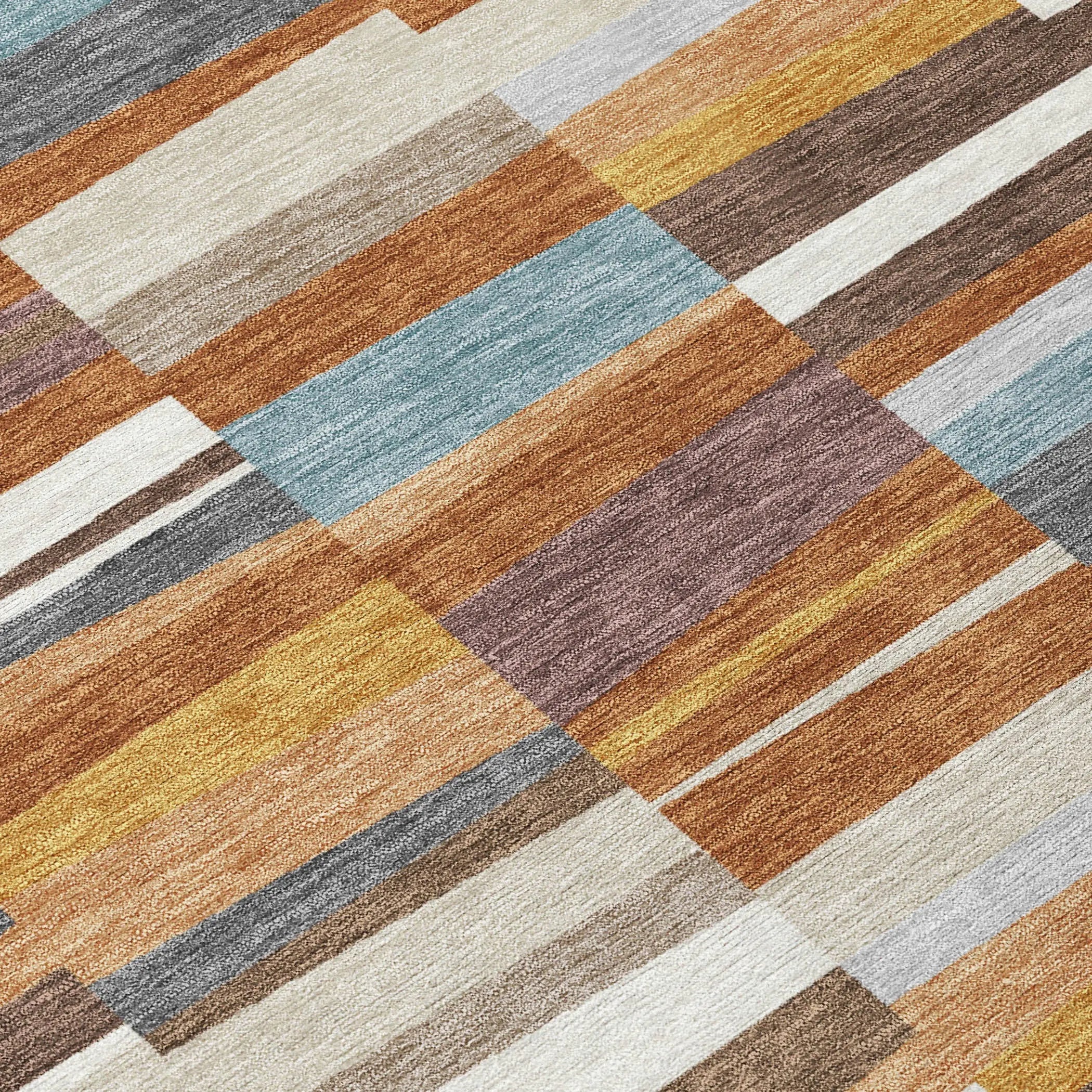 5' X 8' Orange And Copper Striped Washable Indoor Outdoor Area Rug Homeroots Outdoor