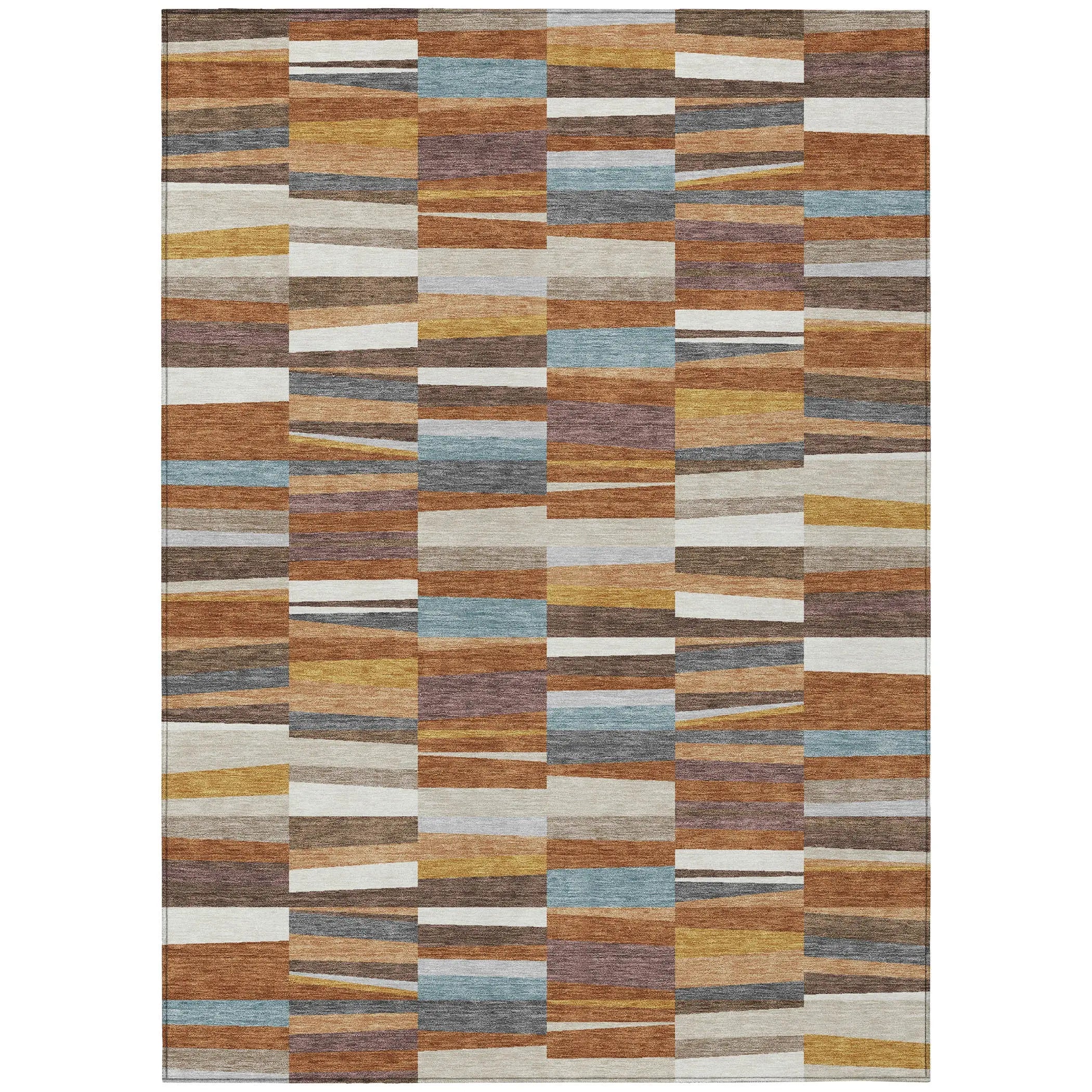 5' X 8' Orange And Copper Striped Washable Indoor Outdoor Area Rug Homeroots Outdoor