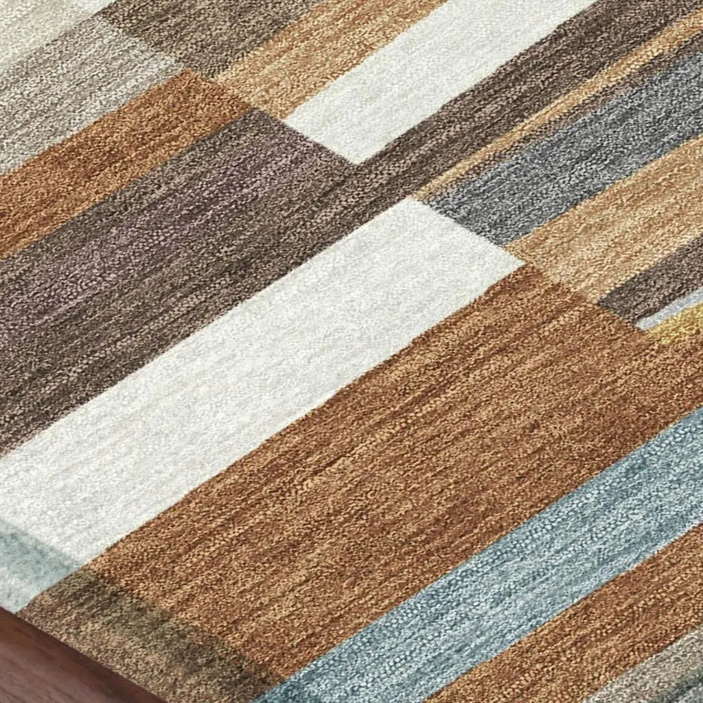 5' X 8' Orange And Copper Striped Washable Indoor Outdoor Area Rug Homeroots Outdoor