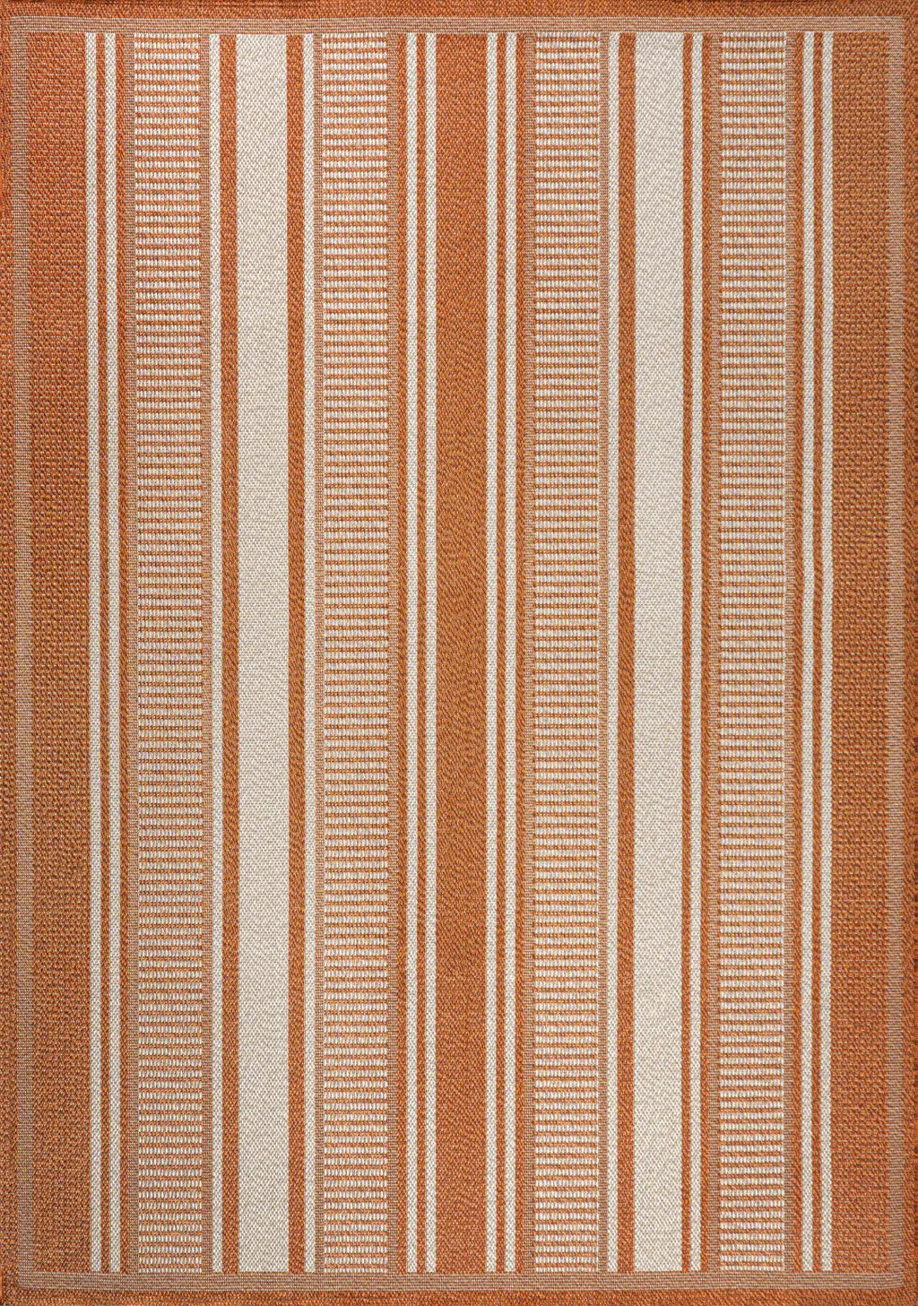 5' X 8' Orange And Cream Striped Indoor Outdoor Area Rug Homeroots Outdoor