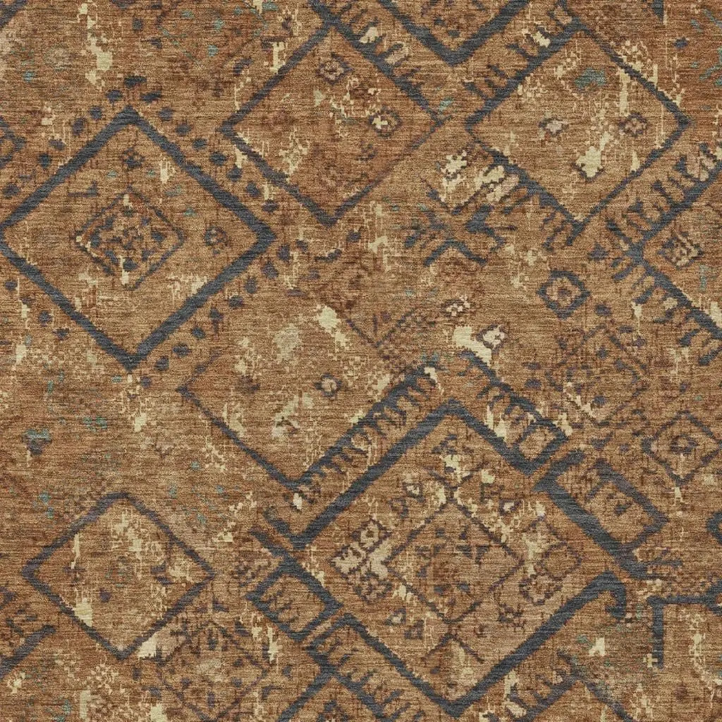 5' X 8' Orange And Gold Geometric Washable Indoor Outdoor Area Rug Homeroots Outdoor