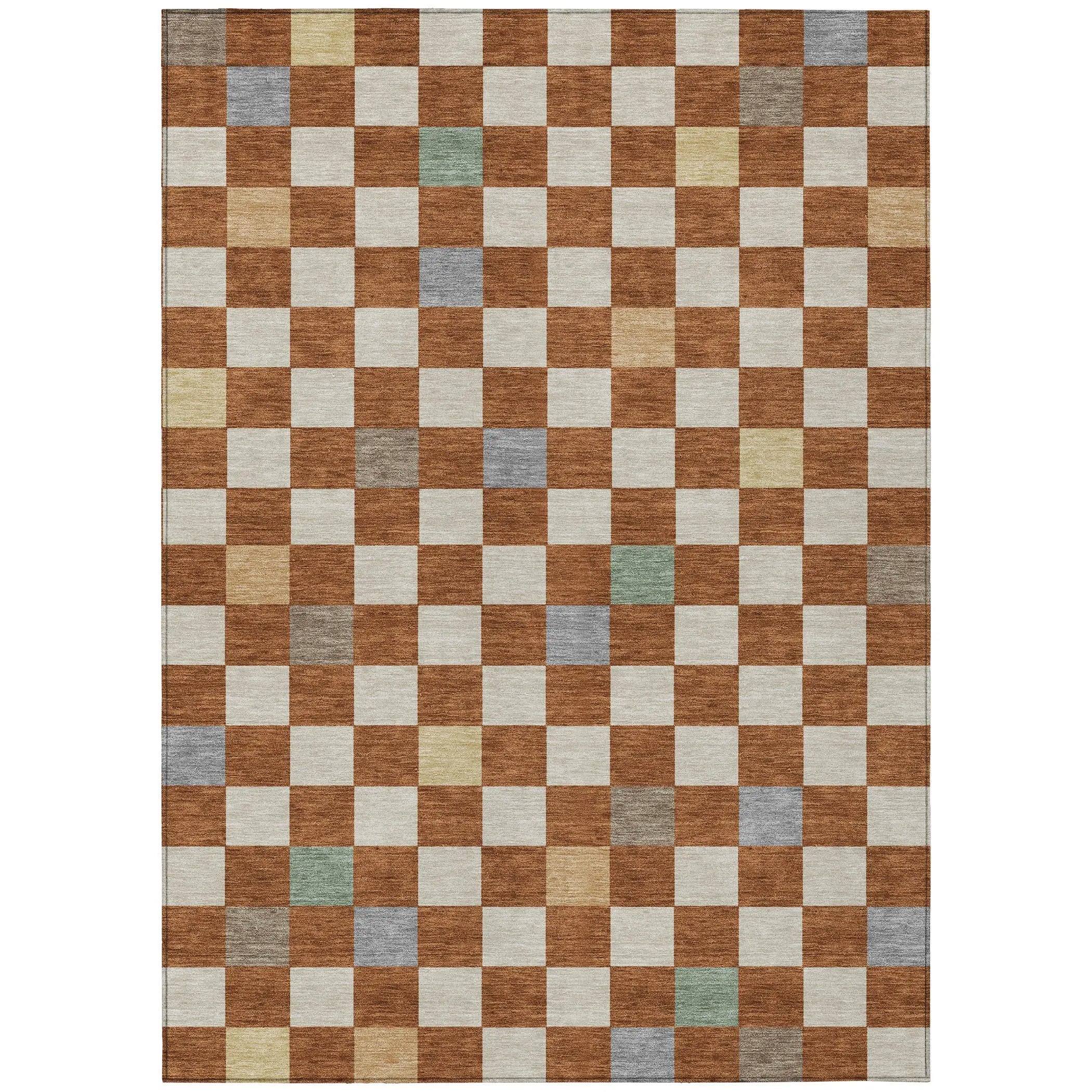 5' X 8' Orange And Gold Geometric Washable Indoor Outdoor Area Rug Homeroots Outdoor