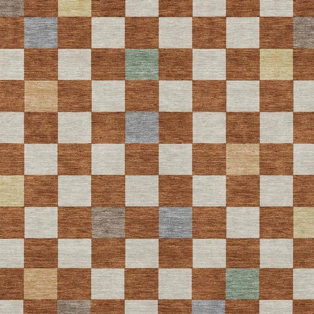 5' X 8' Orange And Gold Geometric Washable Indoor Outdoor Area Rug Homeroots Outdoor