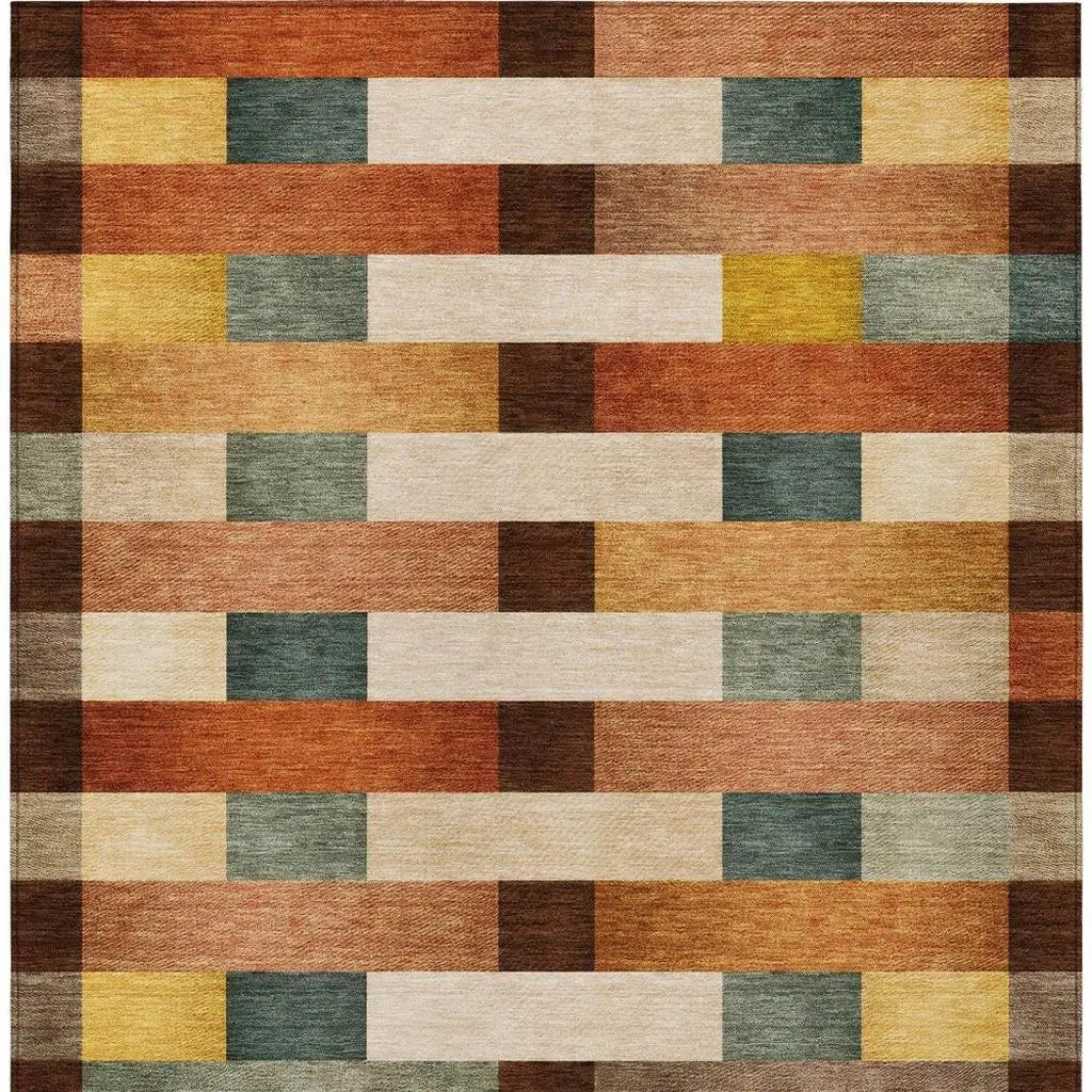 5' X 8' Orange And Gold Striped Washable Indoor Outdoor Area Rug Homeroots Outdoor