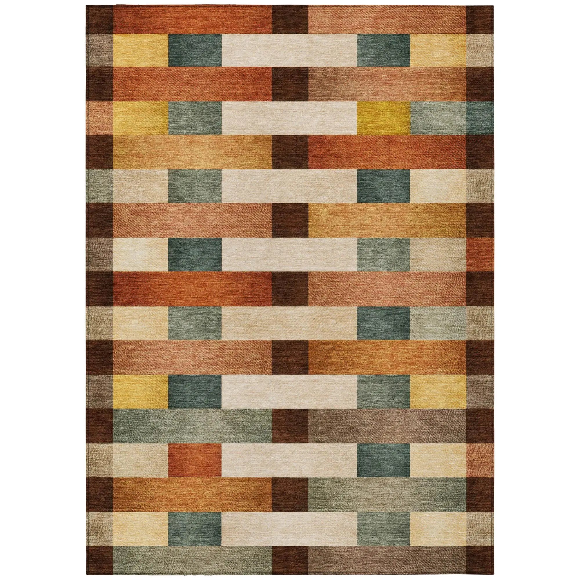 5' X 8' Orange And Gold Striped Washable Indoor Outdoor Area Rug Homeroots Outdoor