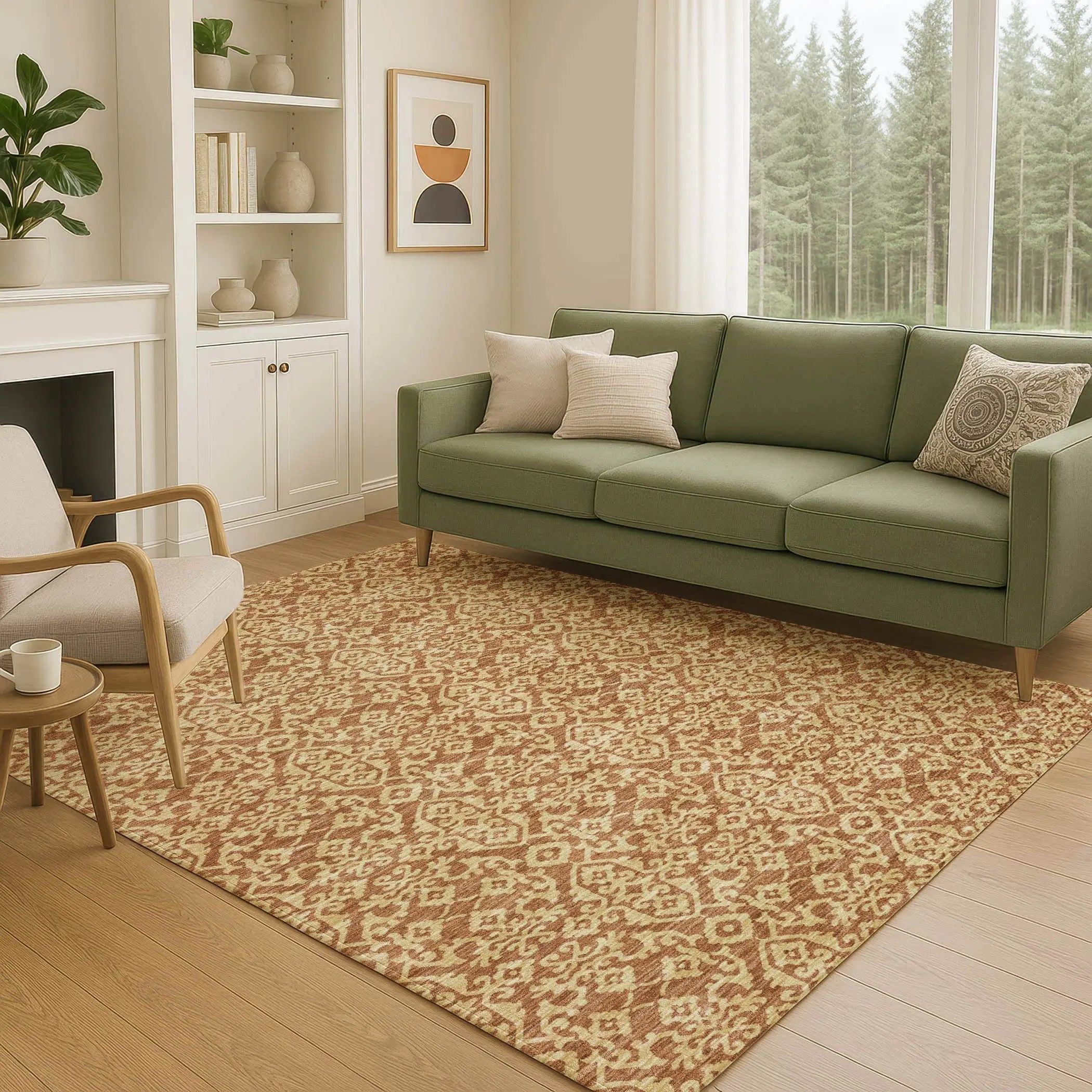 5' X 8' Orange And Graphite Oriental Washable Indoor Outdoor Area Rug Homeroots Outdoor