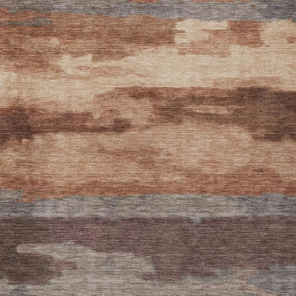 5' X 8' Orange And Gray Abstract Washable Indoor Outdoor Area Rug Homeroots Outdoor