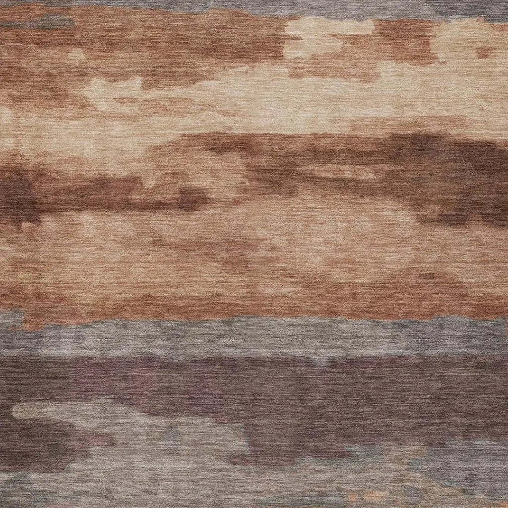 5' X 8' Orange And Gray Abstract Washable Indoor Outdoor Area Rug Homeroots Outdoor