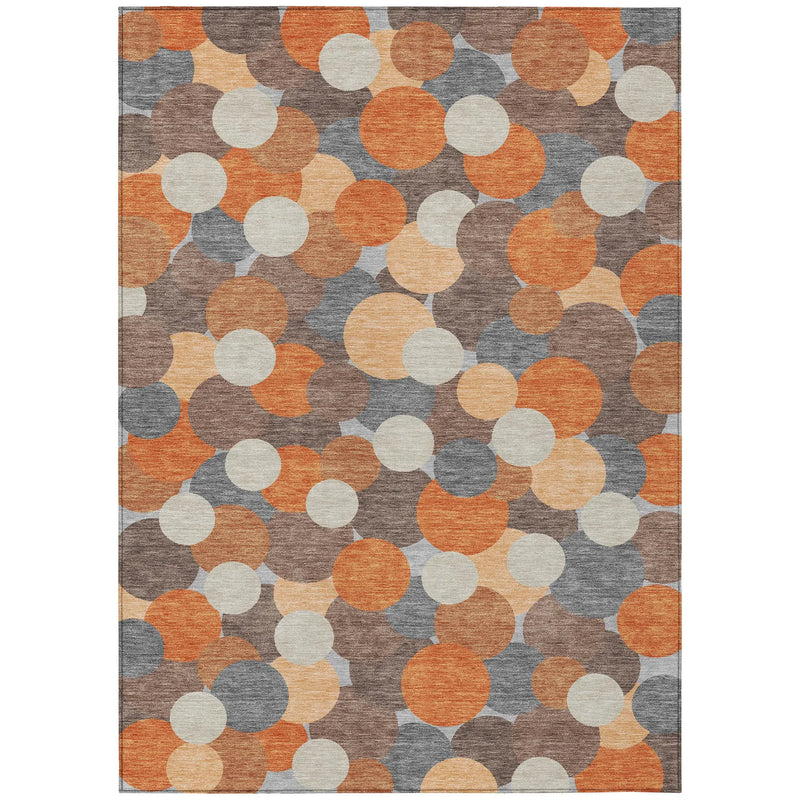 5' X 8' Orange And Gray Geometric Washable Indoor Outdoor Area Rug Homeroots Outdoor