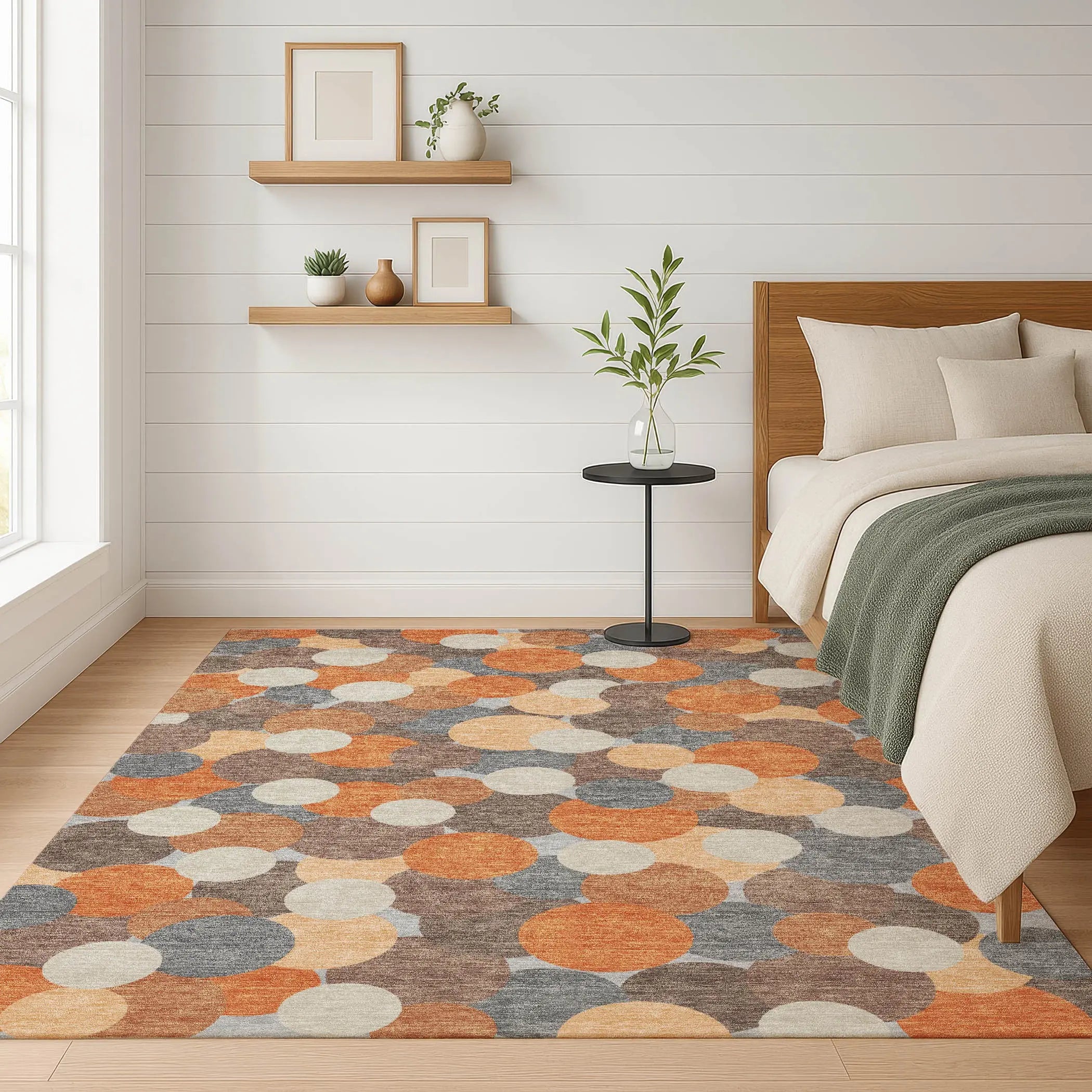 5' X 8' Orange And Gray Geometric Washable Indoor Outdoor Area Rug Homeroots Outdoor