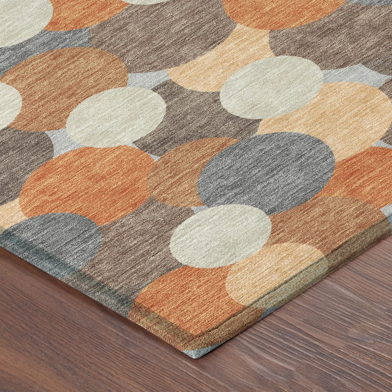 5' X 8' Orange And Gray Geometric Washable Indoor Outdoor Area Rug Homeroots Outdoor
