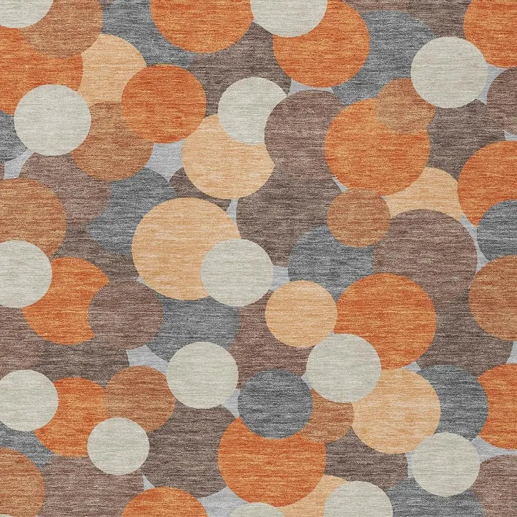 5' X 8' Orange And Gray Geometric Washable Indoor Outdoor Area Rug Homeroots Outdoor