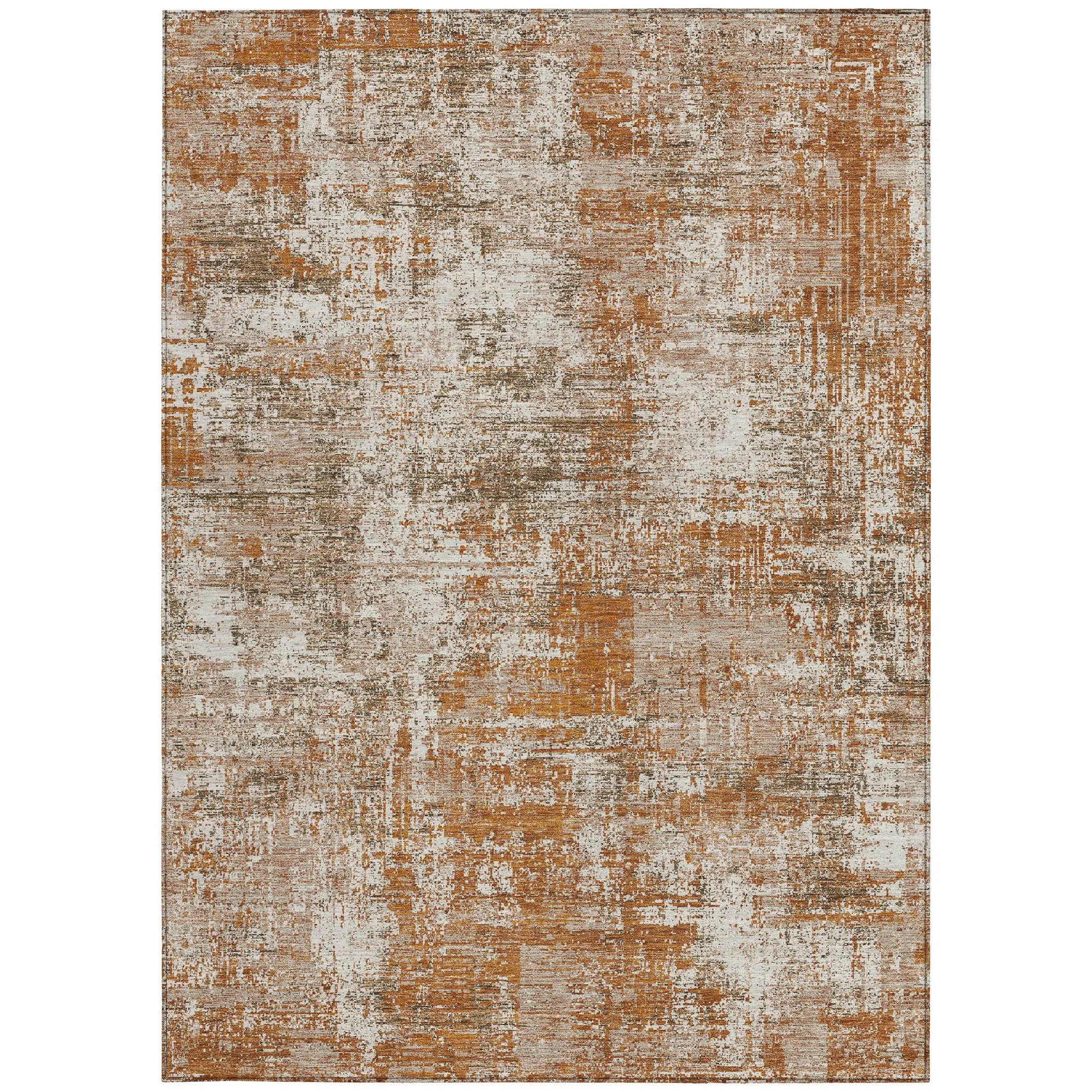 5' X 8' Orange And Green Abstract Washable Indoor Outdoor Area Rug Homeroots Outdoor