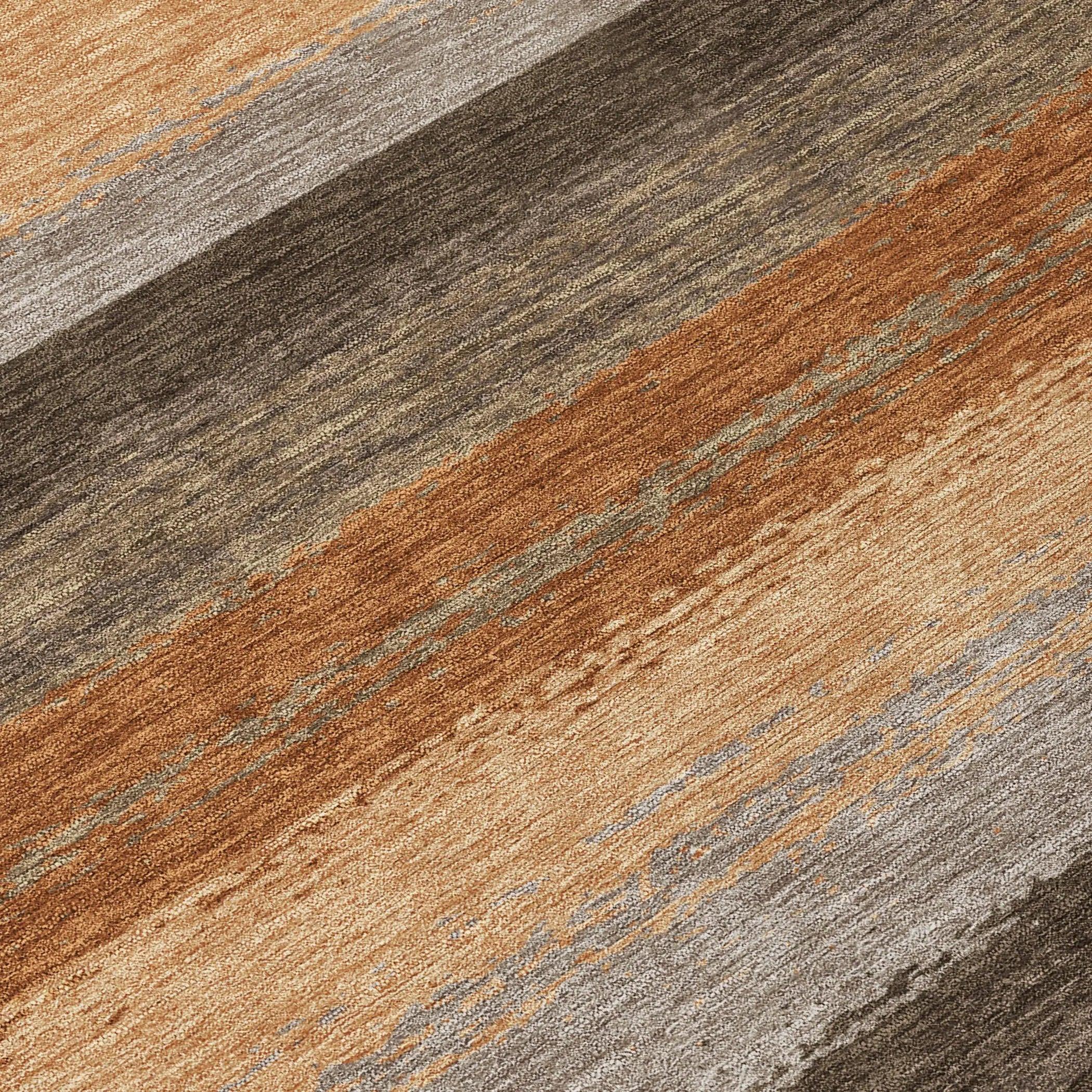 5' X 8' Orange And Green Striped Washable Indoor Outdoor Area Rug Homeroots Outdoor