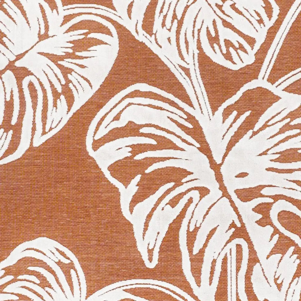 5' X 8' Orange And Ivory Floral Indoor Outdoor Area Rug - GreatEagleInc