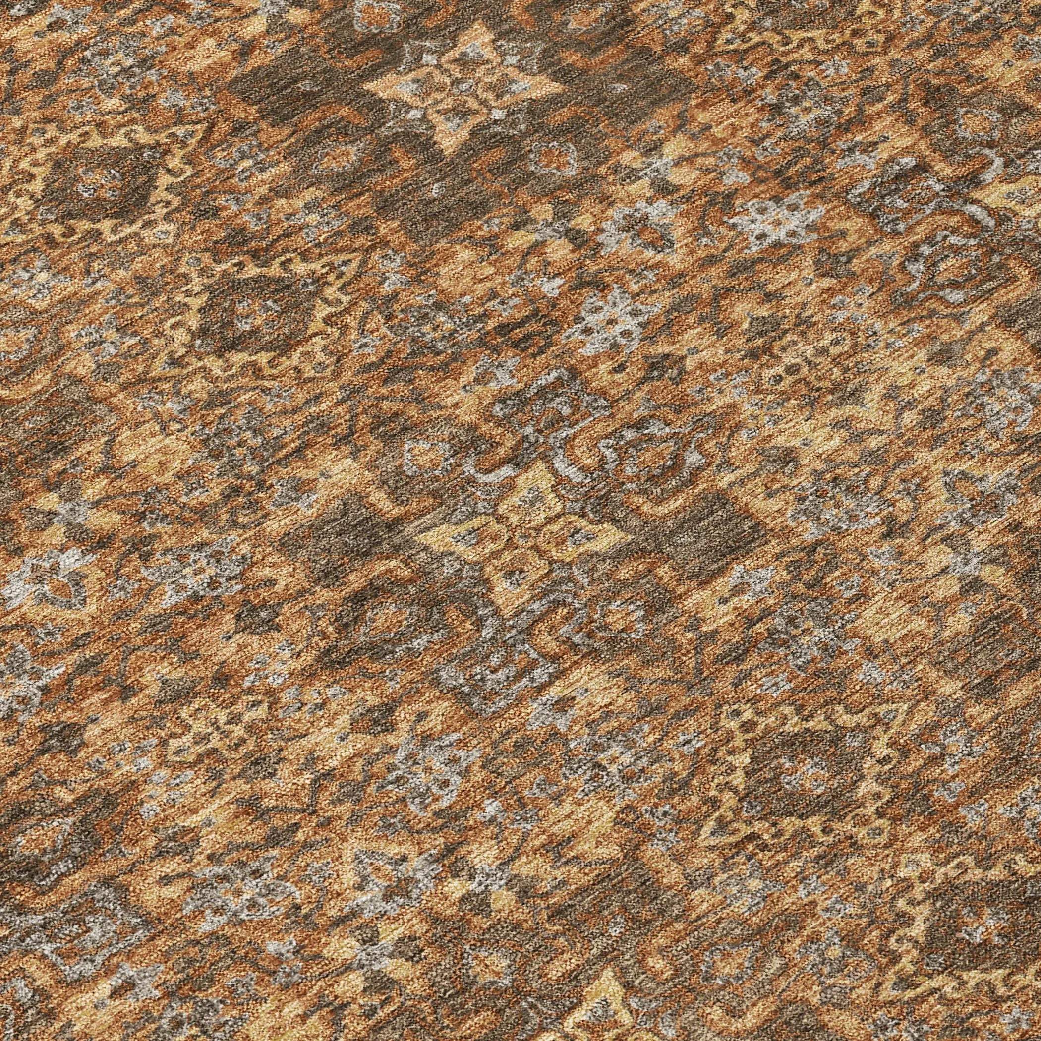 5' X 8' Orange And Linen Oriental Washable Indoor Outdoor Area Rug Homeroots Outdoor