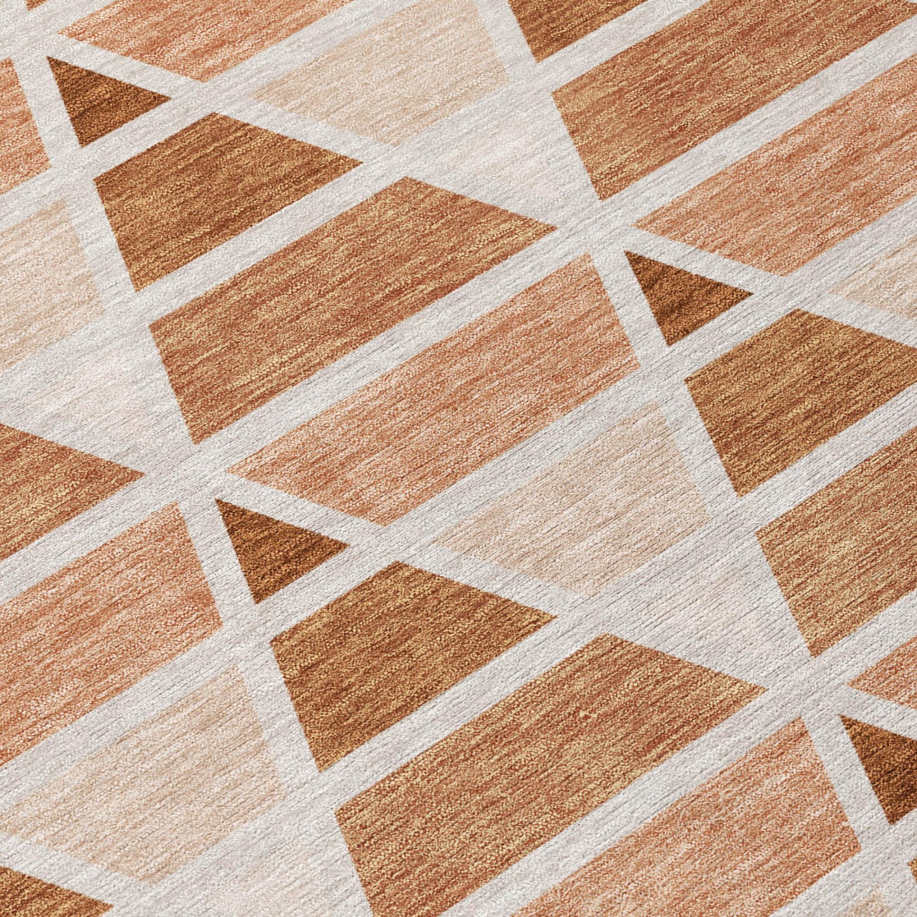 5' X 8' Orange And Rust Geometric Washable Indoor Outdoor Area Rug Homeroots Outdoor