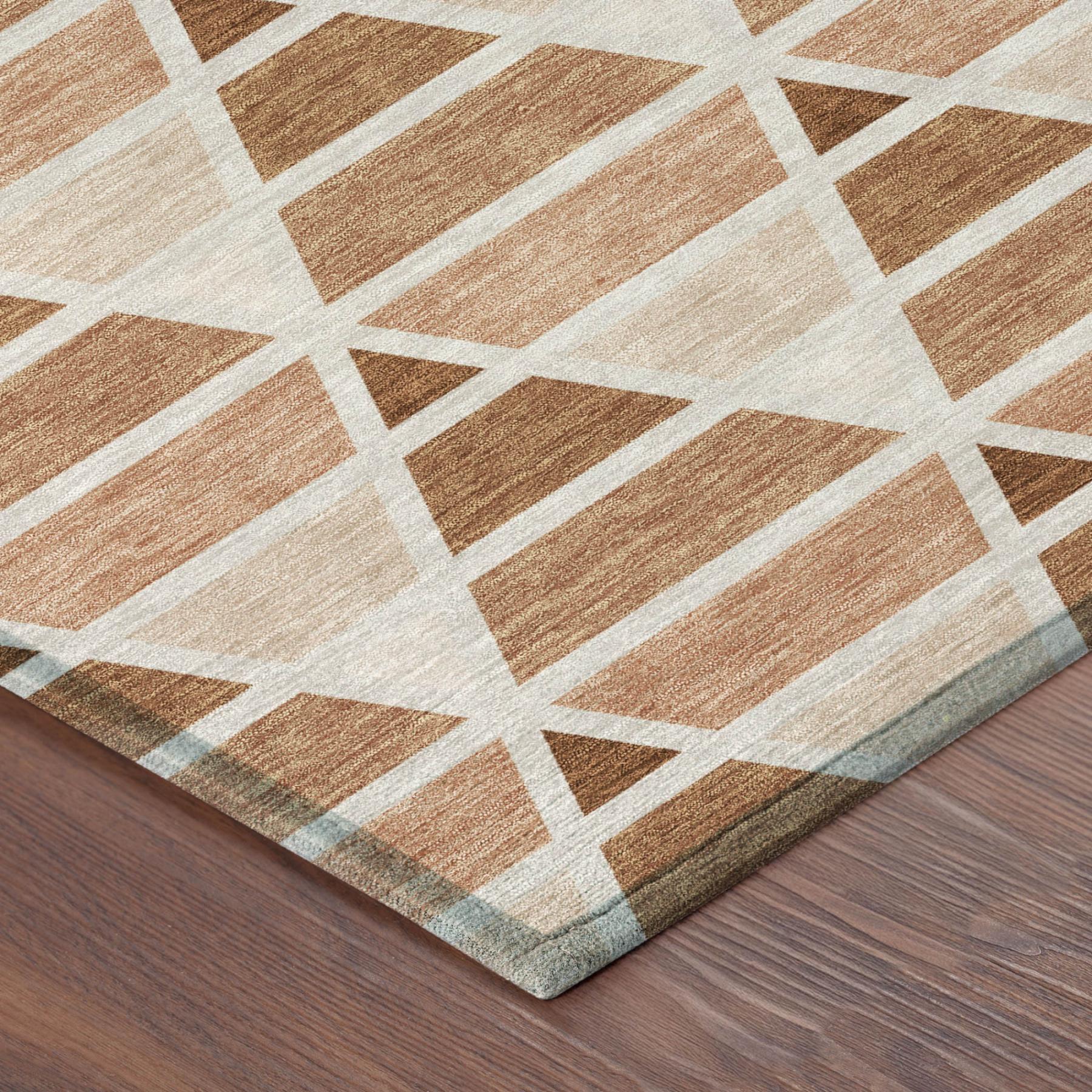 5' X 8' Orange And Rust Geometric Washable Indoor Outdoor Area Rug Homeroots Outdoor