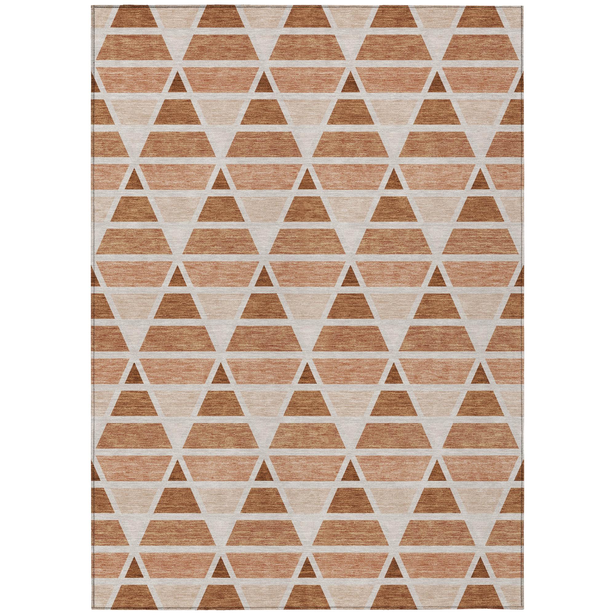 5' X 8' Orange And Rust Geometric Washable Indoor Outdoor Area Rug Homeroots Outdoor