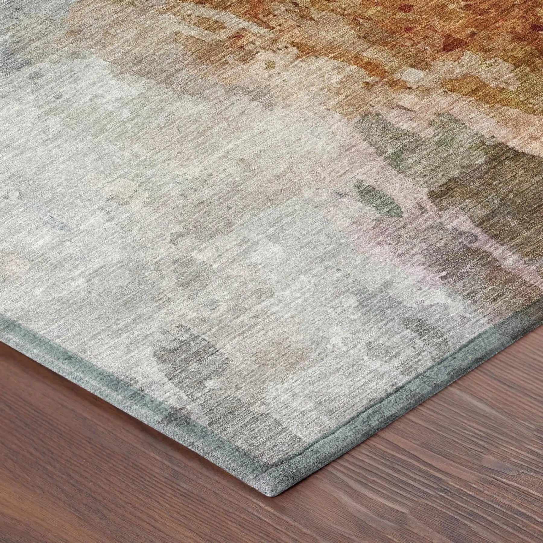 5' X 8' Orange And Silver Abstract Washable Indoor Outdoor Area Rug Homeroots Outdoor