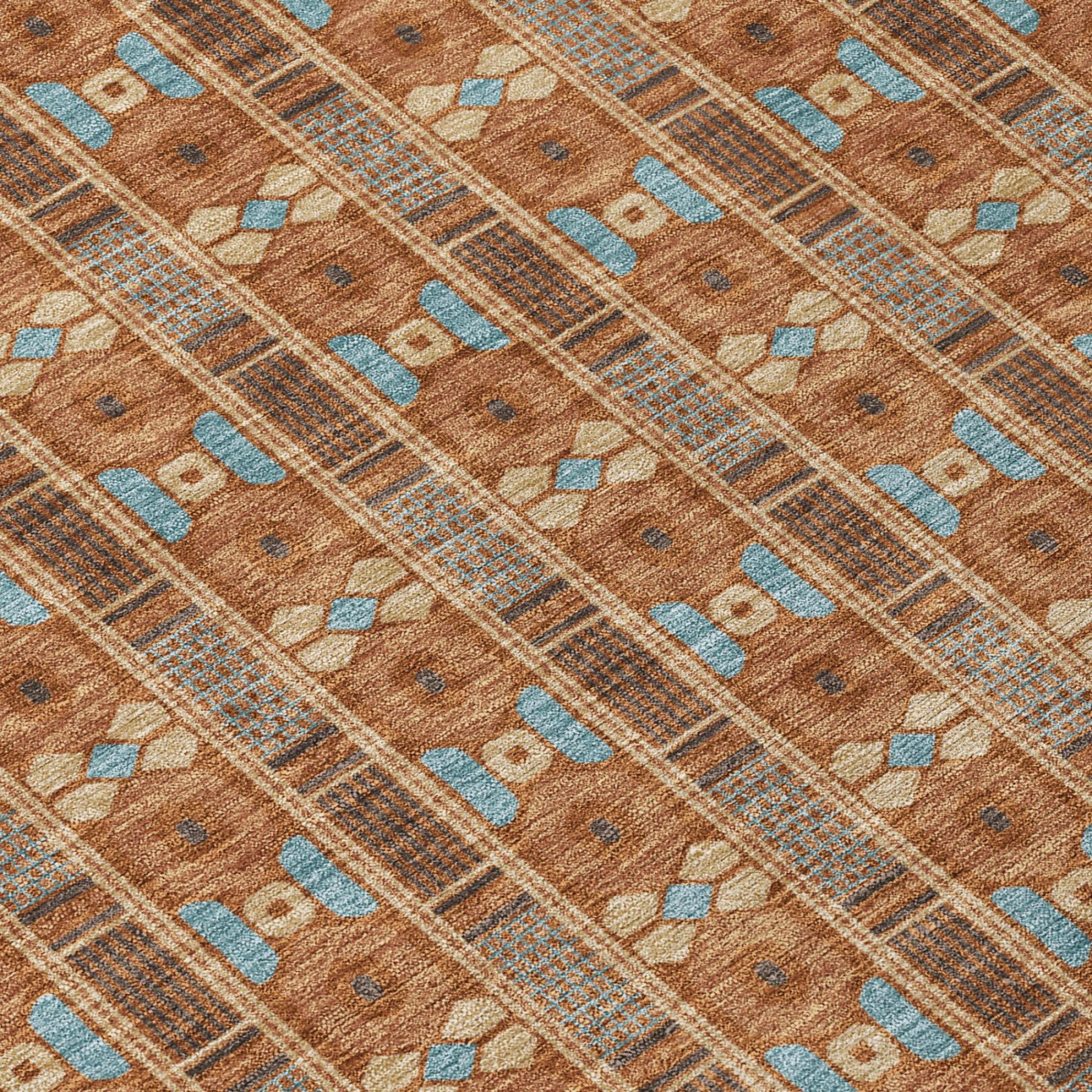5' X 8' Orange And Teal Blue Striped Washable Indoor Outdoor Area Rug Homeroots Outdoor