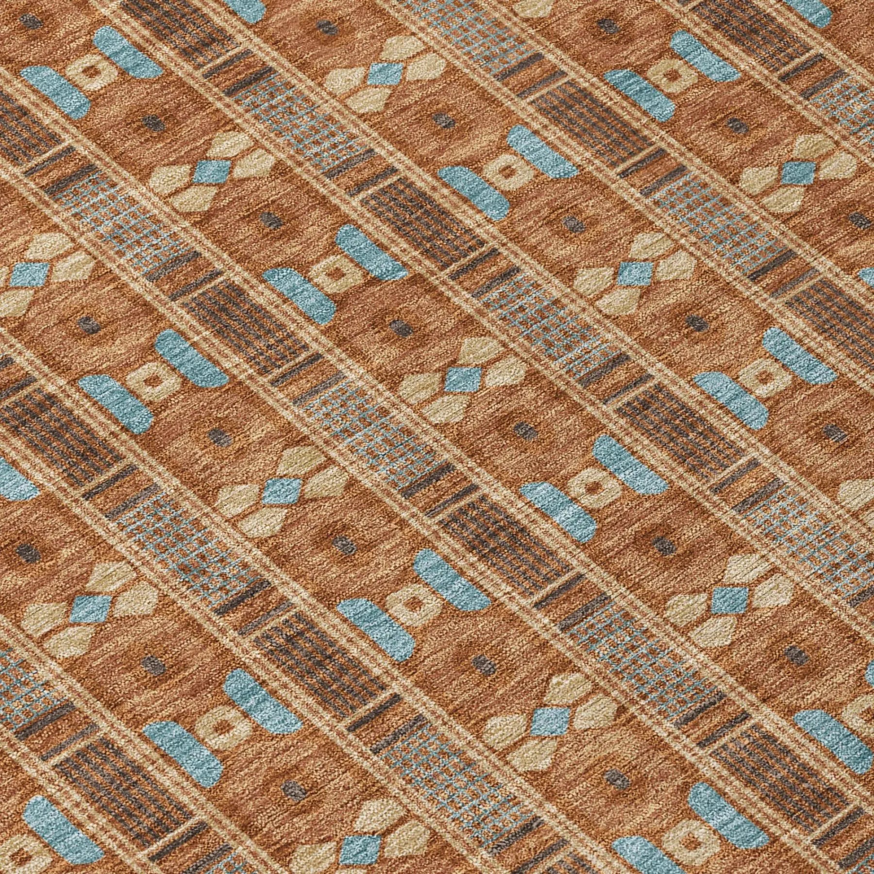 5' X 8' Orange And Teal Blue Striped Washable Indoor Outdoor Area Rug Homeroots Outdoor