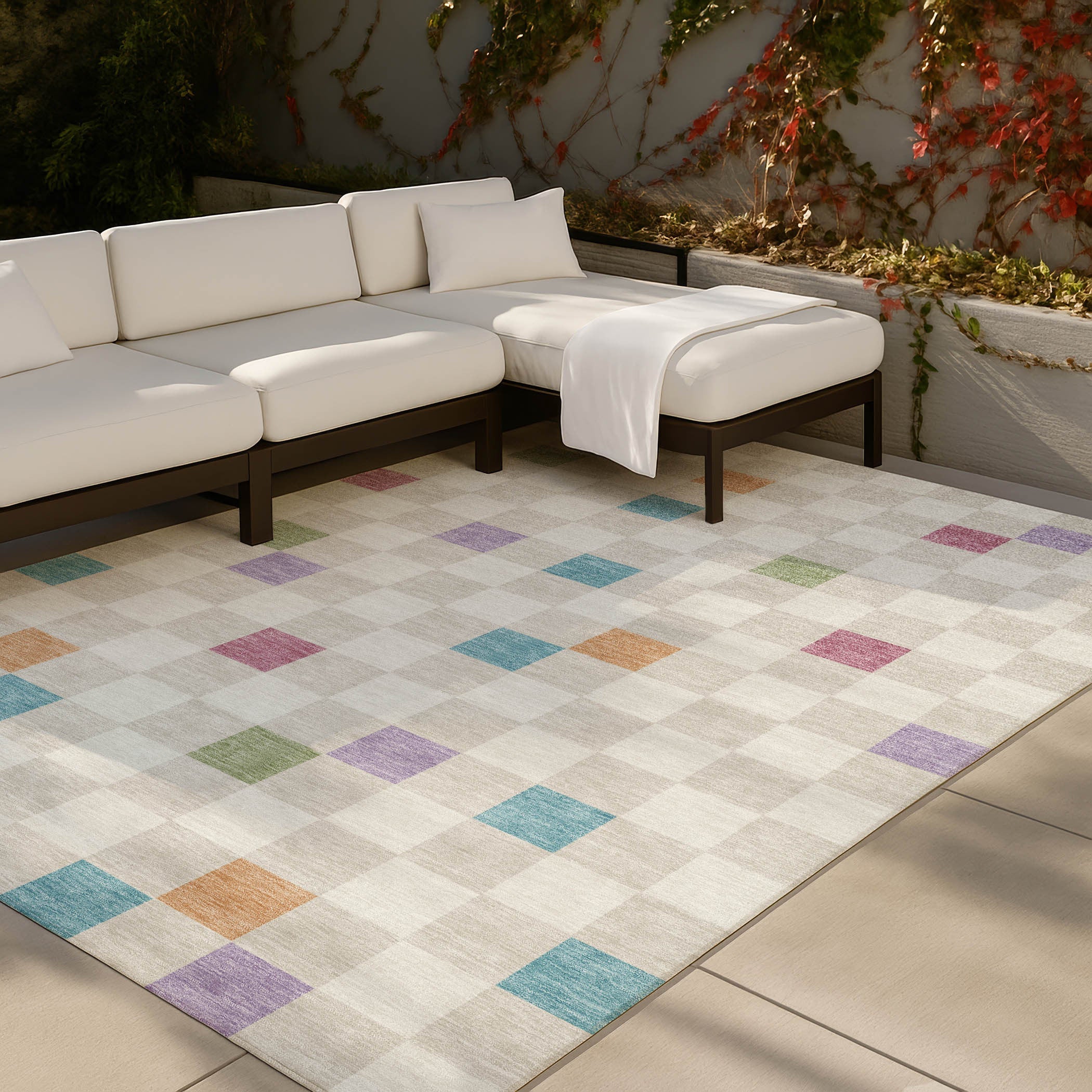 5' X 8' Pearl And Ivory Geometric Washable Indoor Outdoor Area Rug Homeroots Outdoor