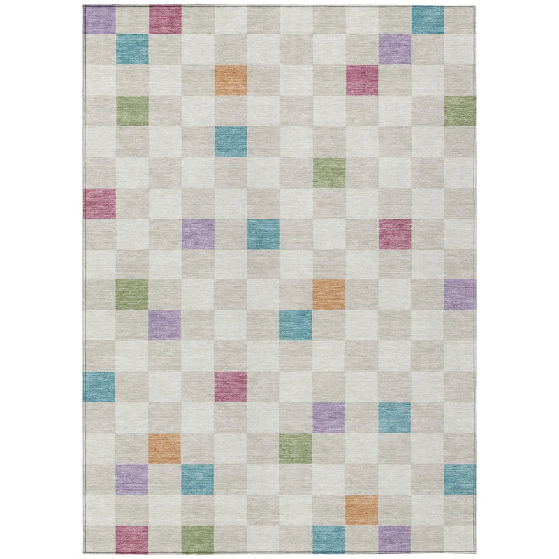 5' X 8' Pearl And Ivory Geometric Washable Indoor Outdoor Area Rug Homeroots Outdoor