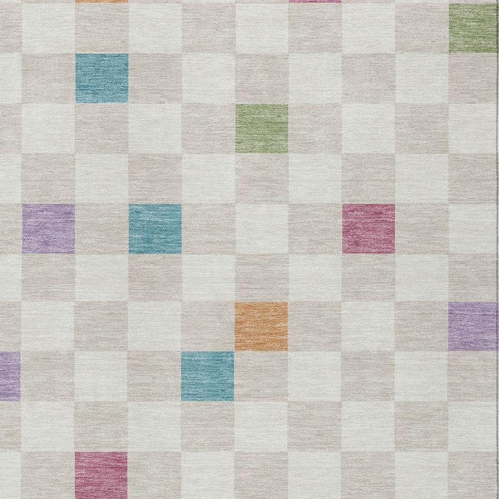 5' X 8' Pearl And Ivory Geometric Washable Indoor Outdoor Area Rug Homeroots Outdoor