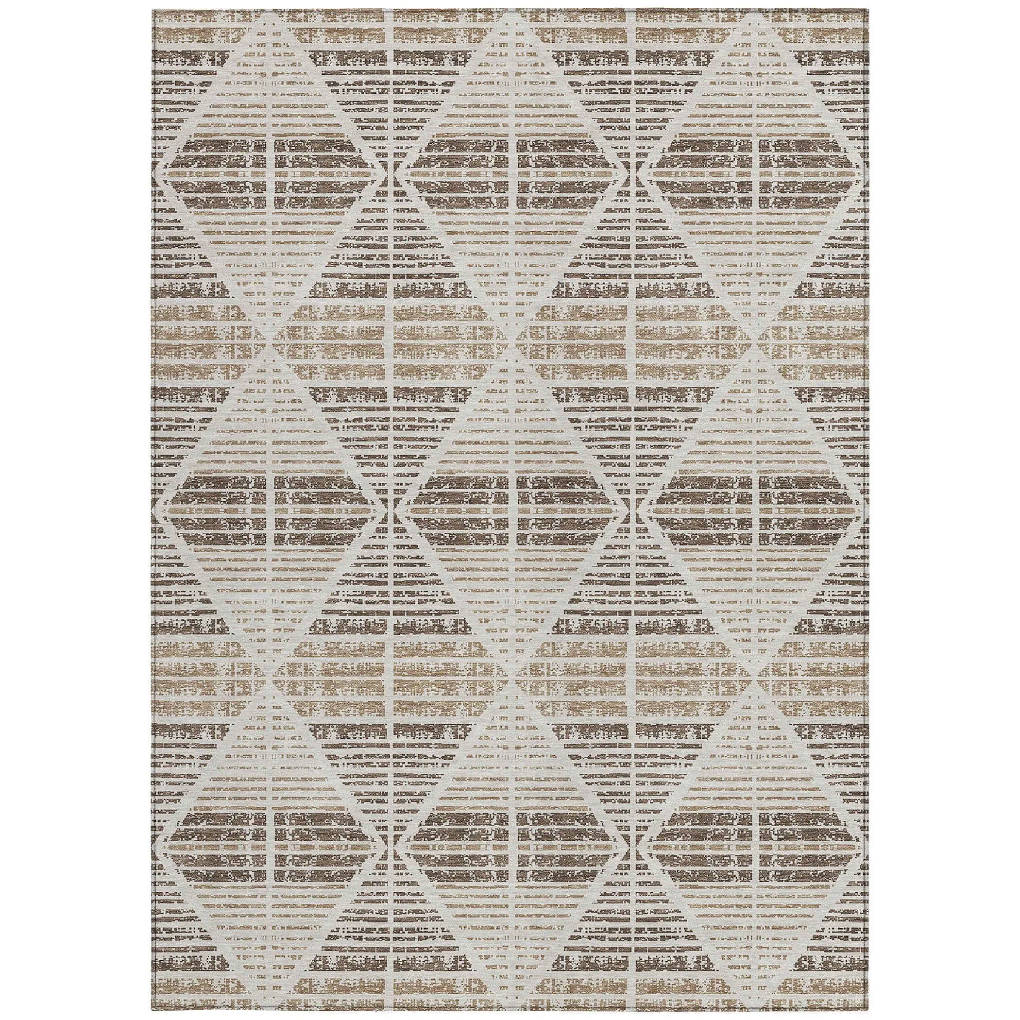 5' X 8' Pearl And Navy Blue Geometric Washable Indoor Outdoor Area Rug Homeroots Outdoor