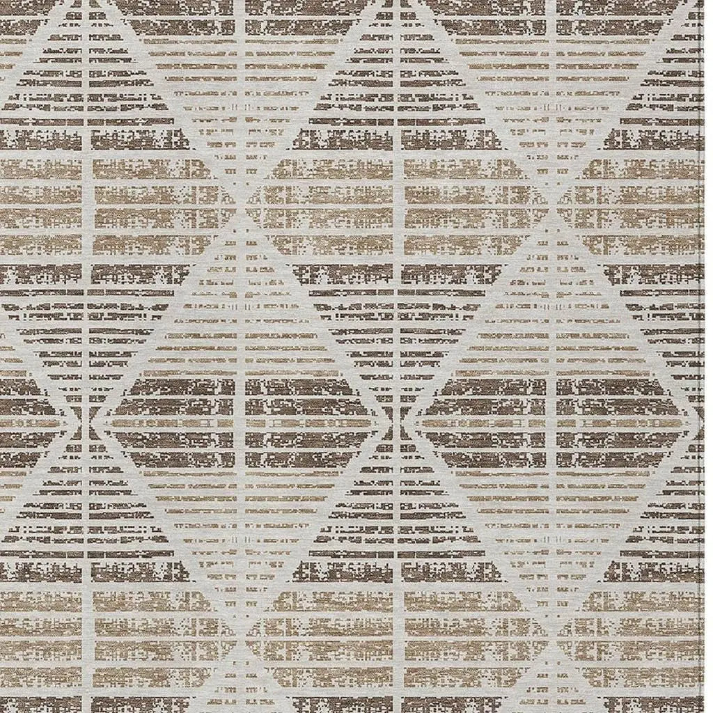 5' X 8' Pearl And Navy Blue Geometric Washable Indoor Outdoor Area Rug Homeroots Outdoor