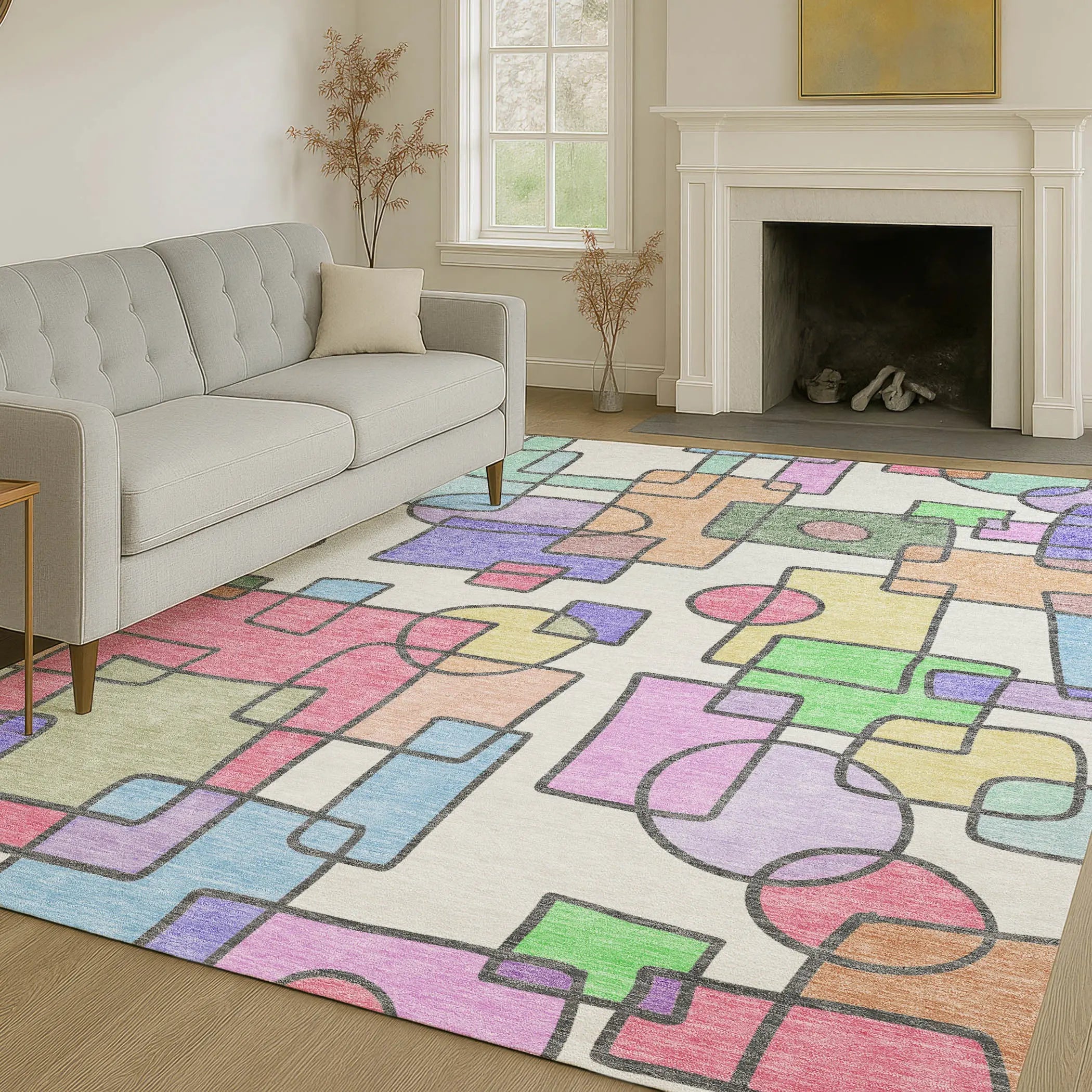 5' X 8' Pearl And Pink Geometric Washable Indoor Outdoor Area Rug Homeroots Outdoor