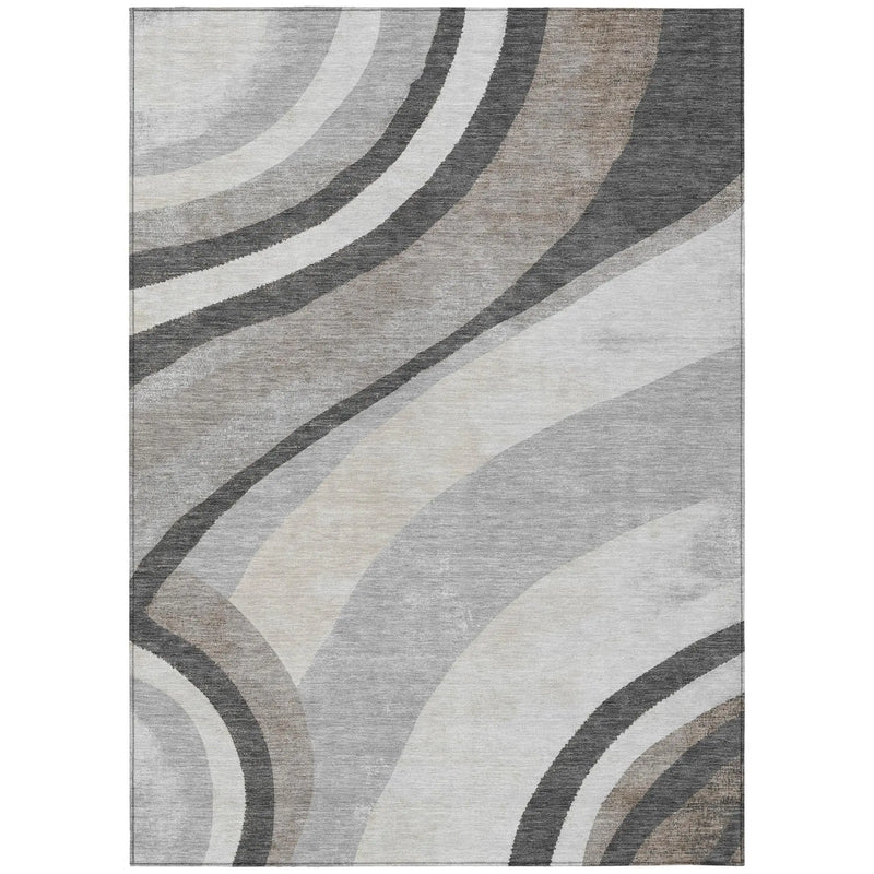 5' X 8' Pewter And Gray Abstract Washable Indoor Outdoor Area Rug Homeroots Outdoor